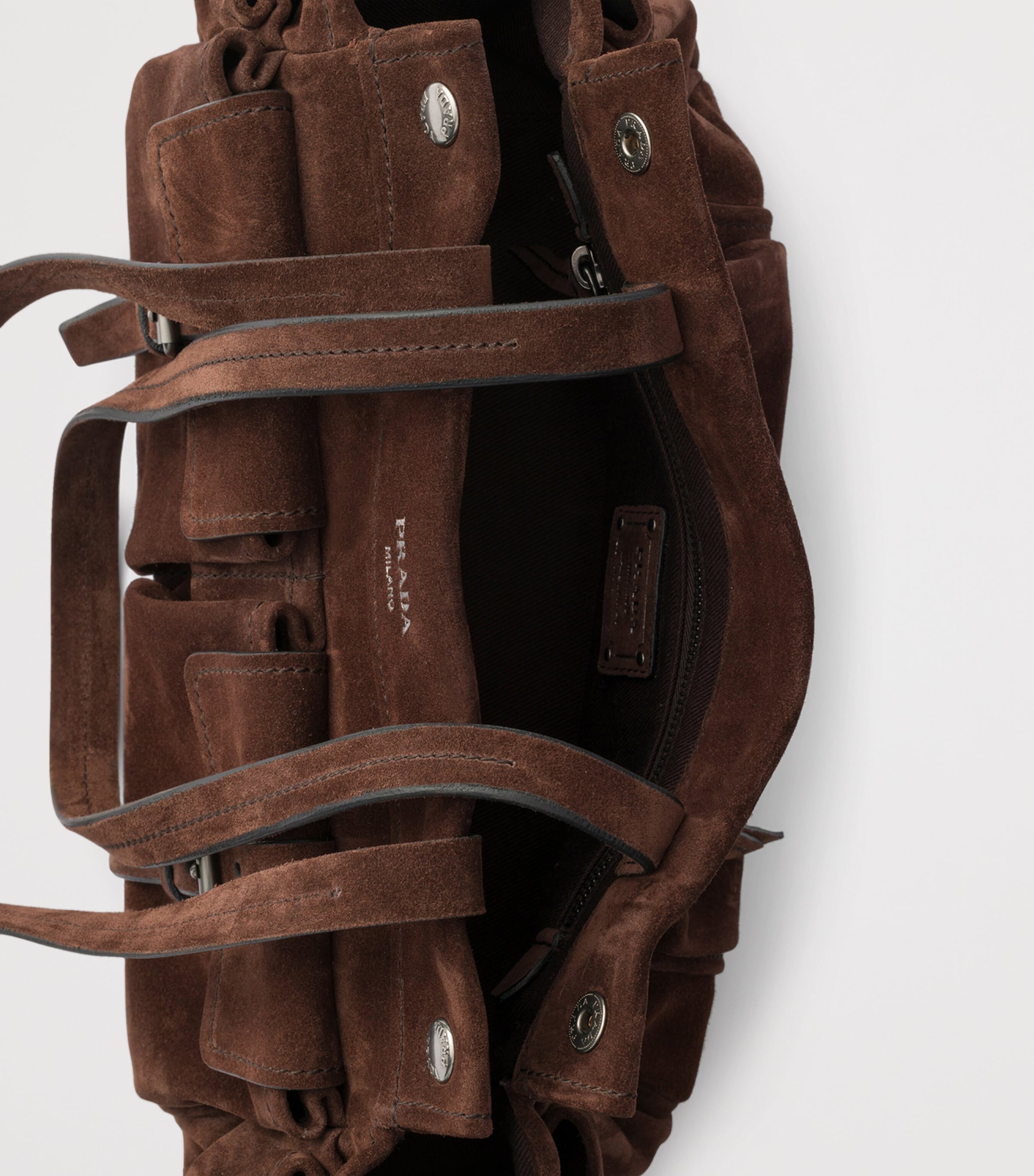 Prada Medium Suede Route Tote Bag Brown Image 5