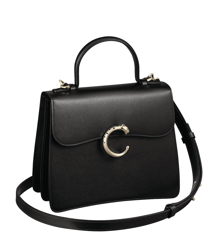 Leather Panthère De Cartier Top-Handle Bag BLACK Image 1
