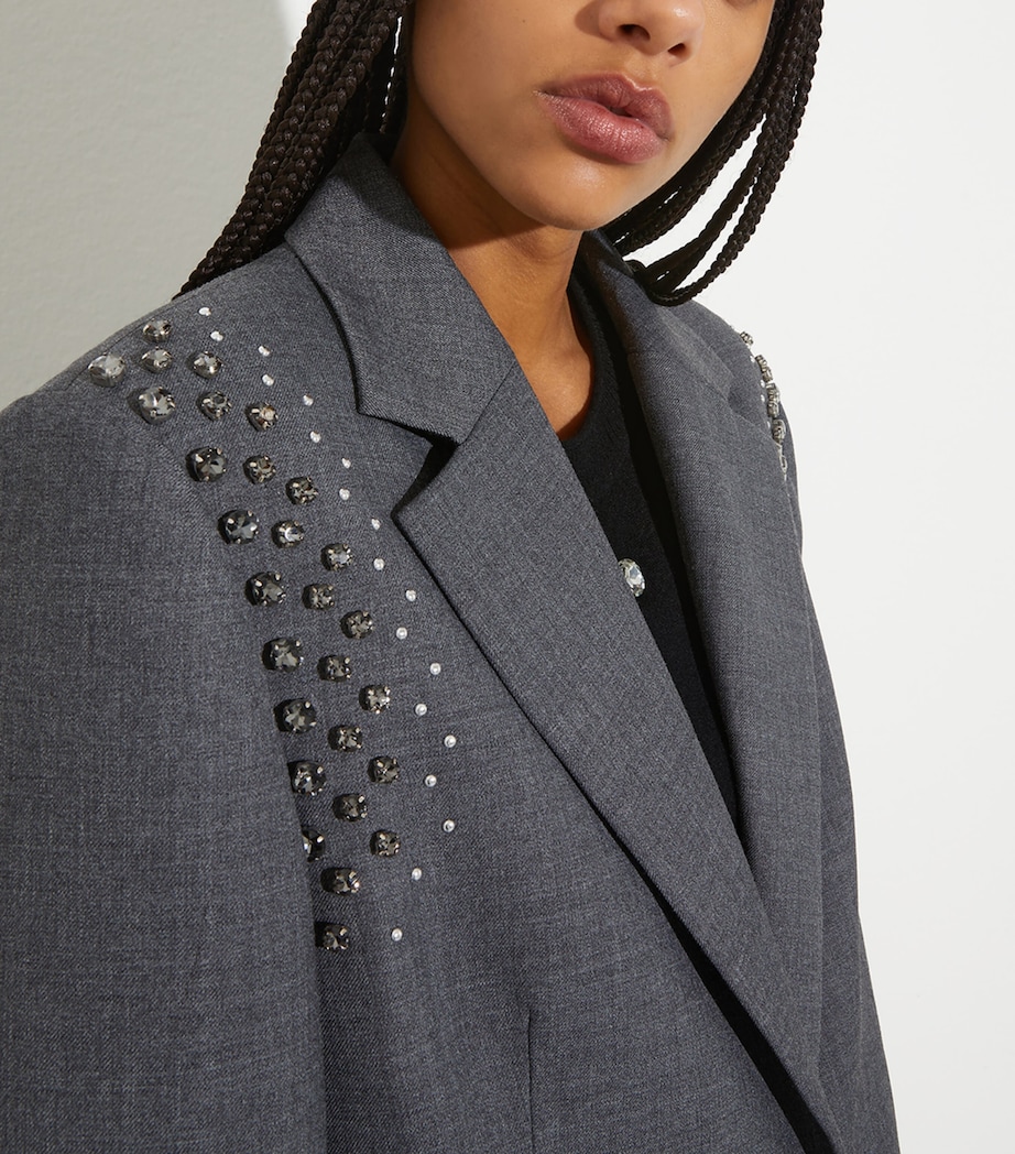Oversized Embellished Blazer GREY Image 5
