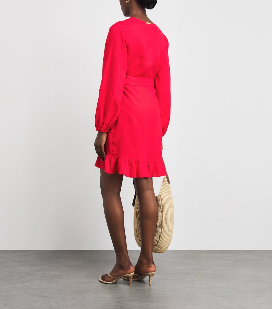 Heidi Klein Womens Linen Ruffle Amalfi Mini Dress Red Red Image 4