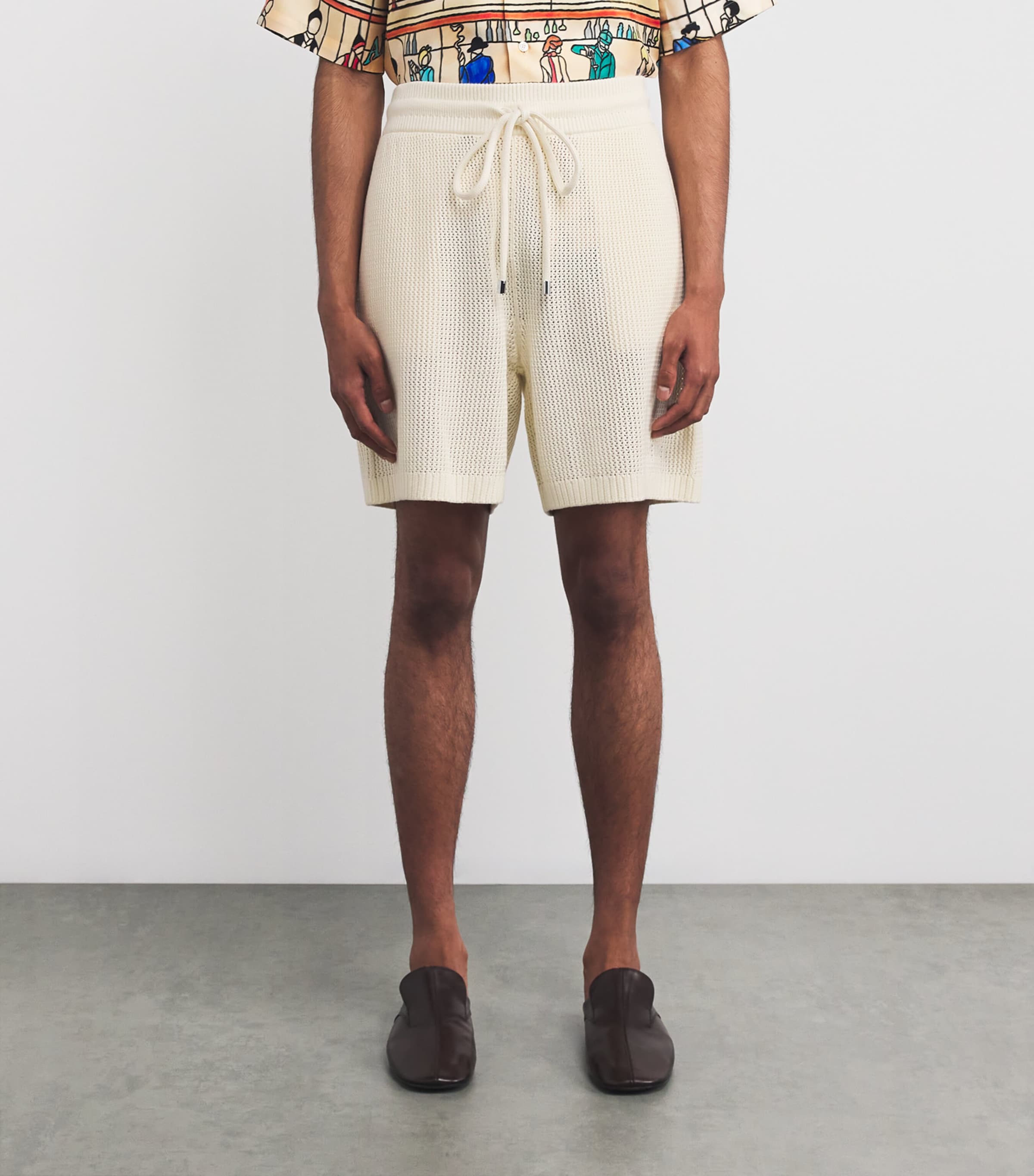 AMIRI Mens Cotton Crochet Shorts Ivory Image 3