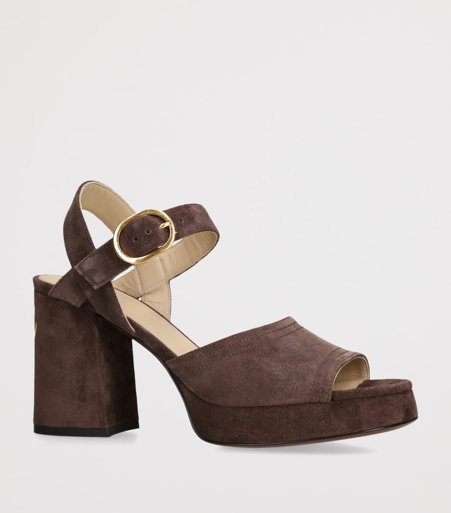 Suede Fawcette Heeled Sandals 90 DARK BROWN Image 3