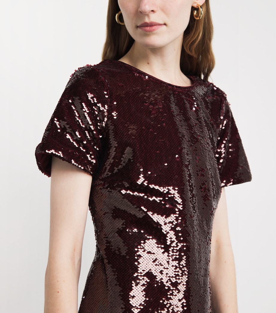 Sequinned Mini Dress BURGUNDY Image 6