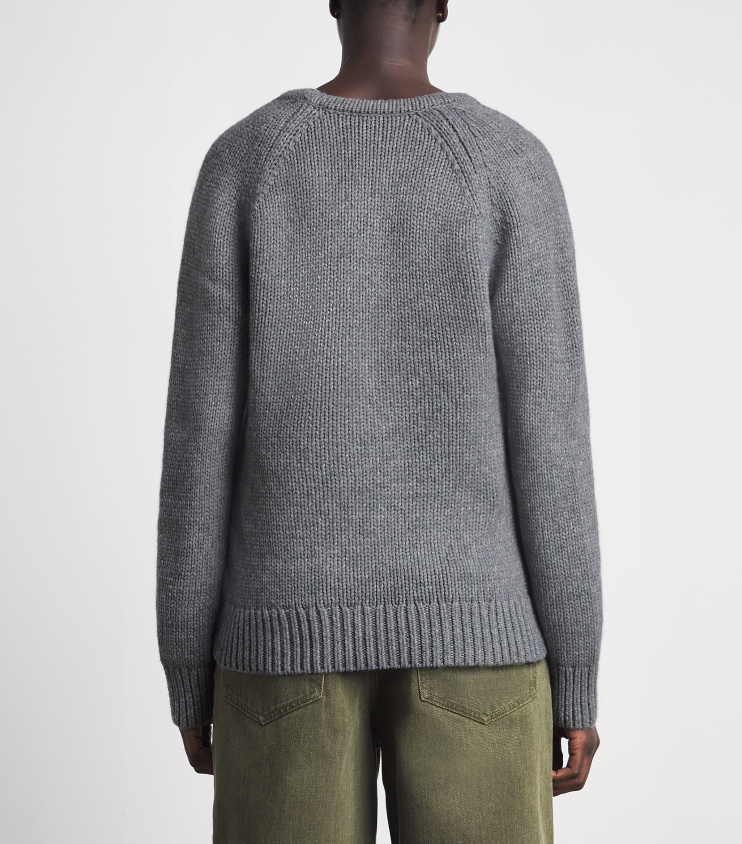 Tory Burch Womens Wool U-Neck Sweater Cloudy Gray Melange Image 5
