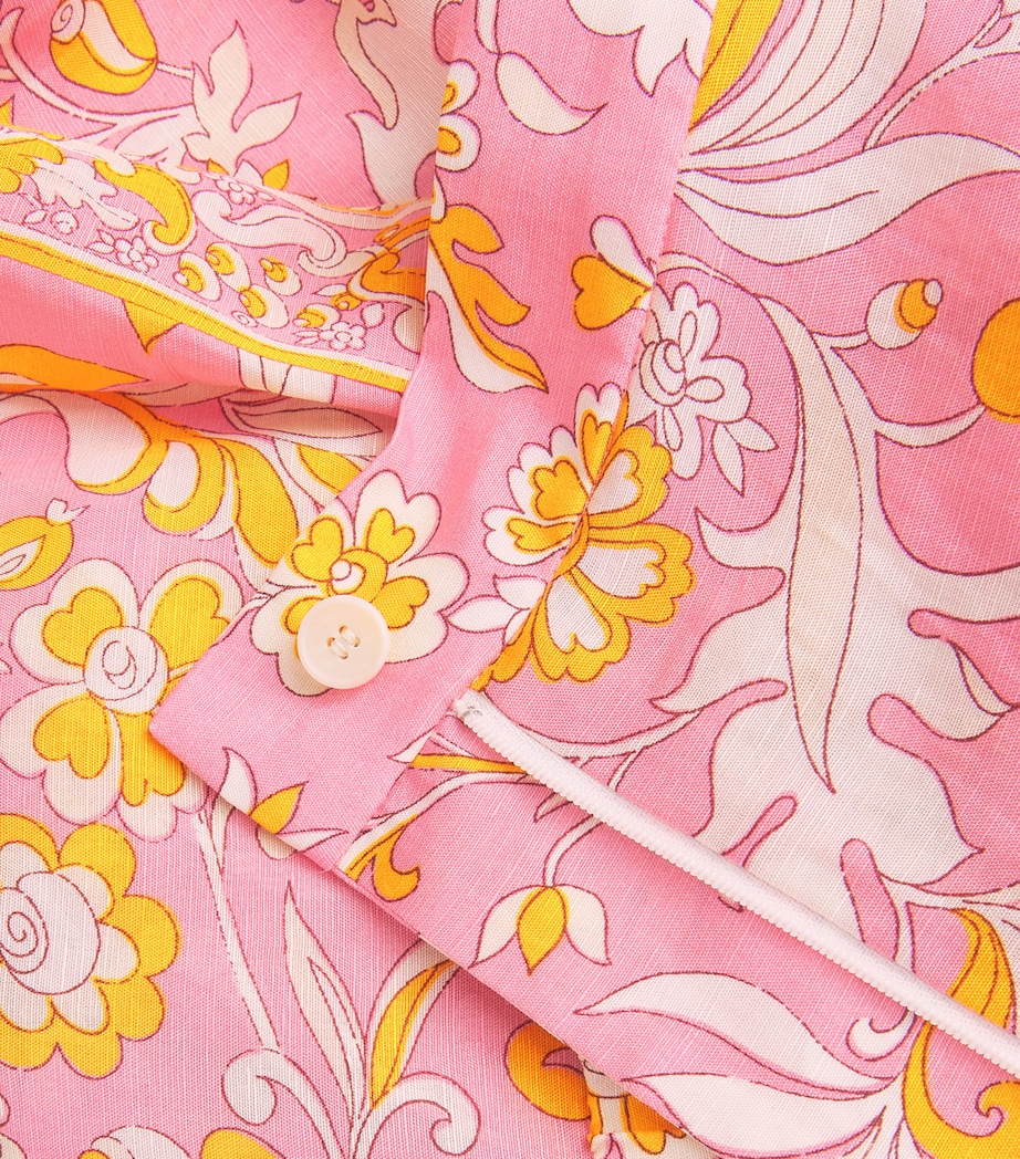 Linen Floral Wide-Leg Trousers ORANGE PINK FLOWERS Image 5