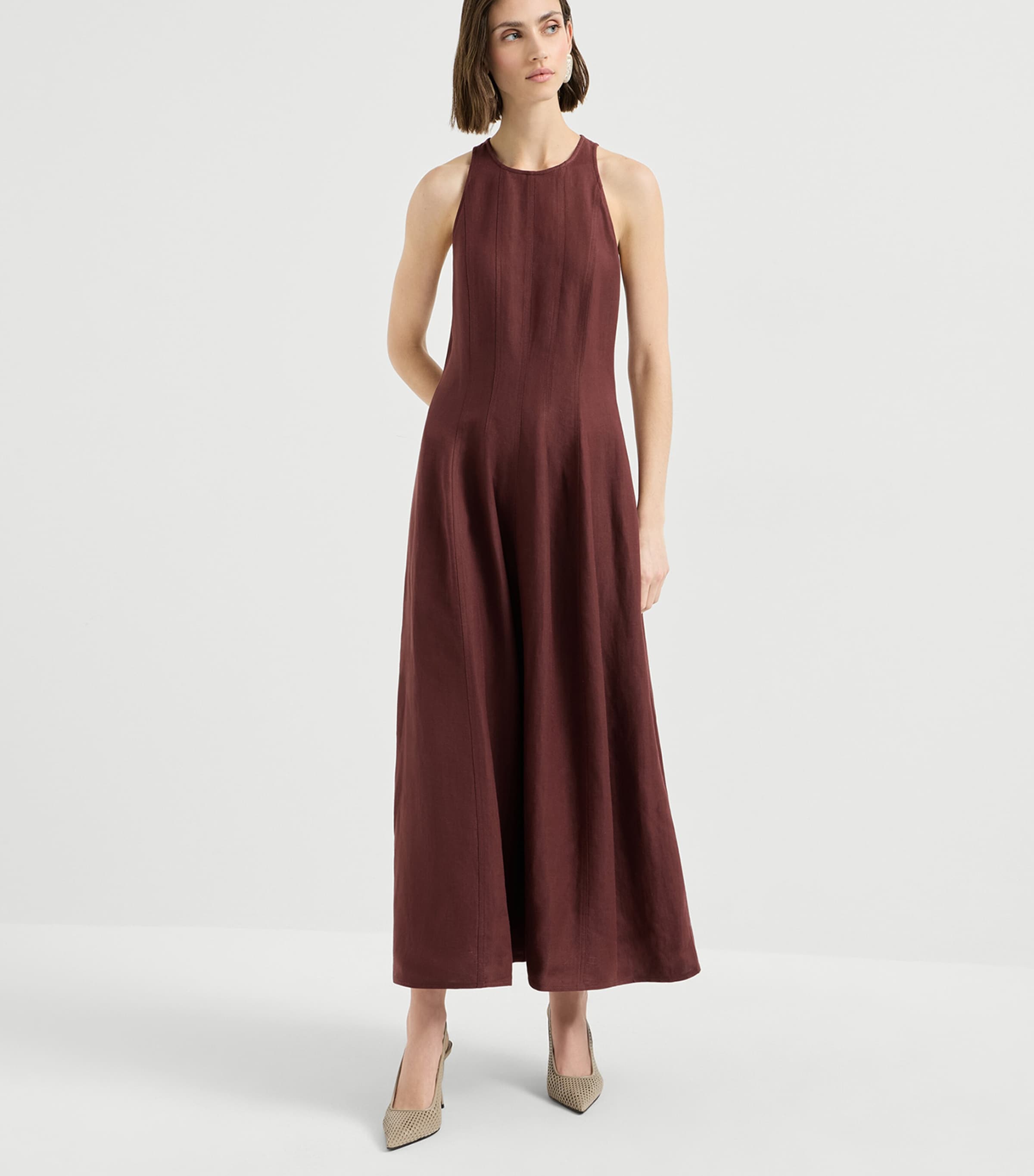 Brunello Cucinelli Womens Twill Maxi Dress Image 3