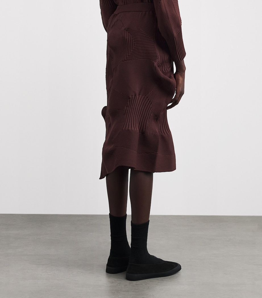 Issey Miyake Womens Kone Kone Knit Skirt Dark Brown Image 5