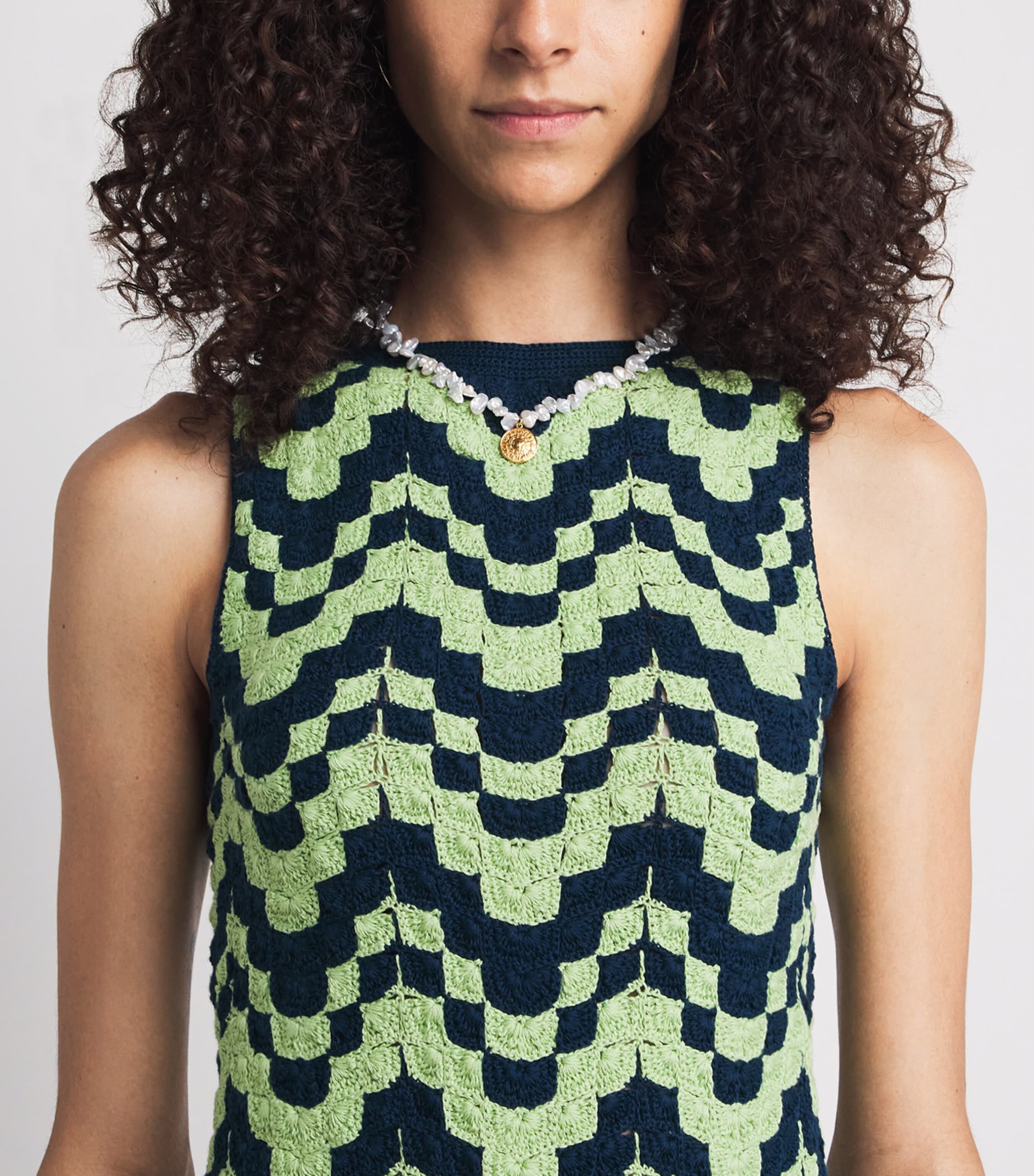 ESCVDO Womens Crochet Solana Mini Dress Matcha Cobalt Blue Image 3