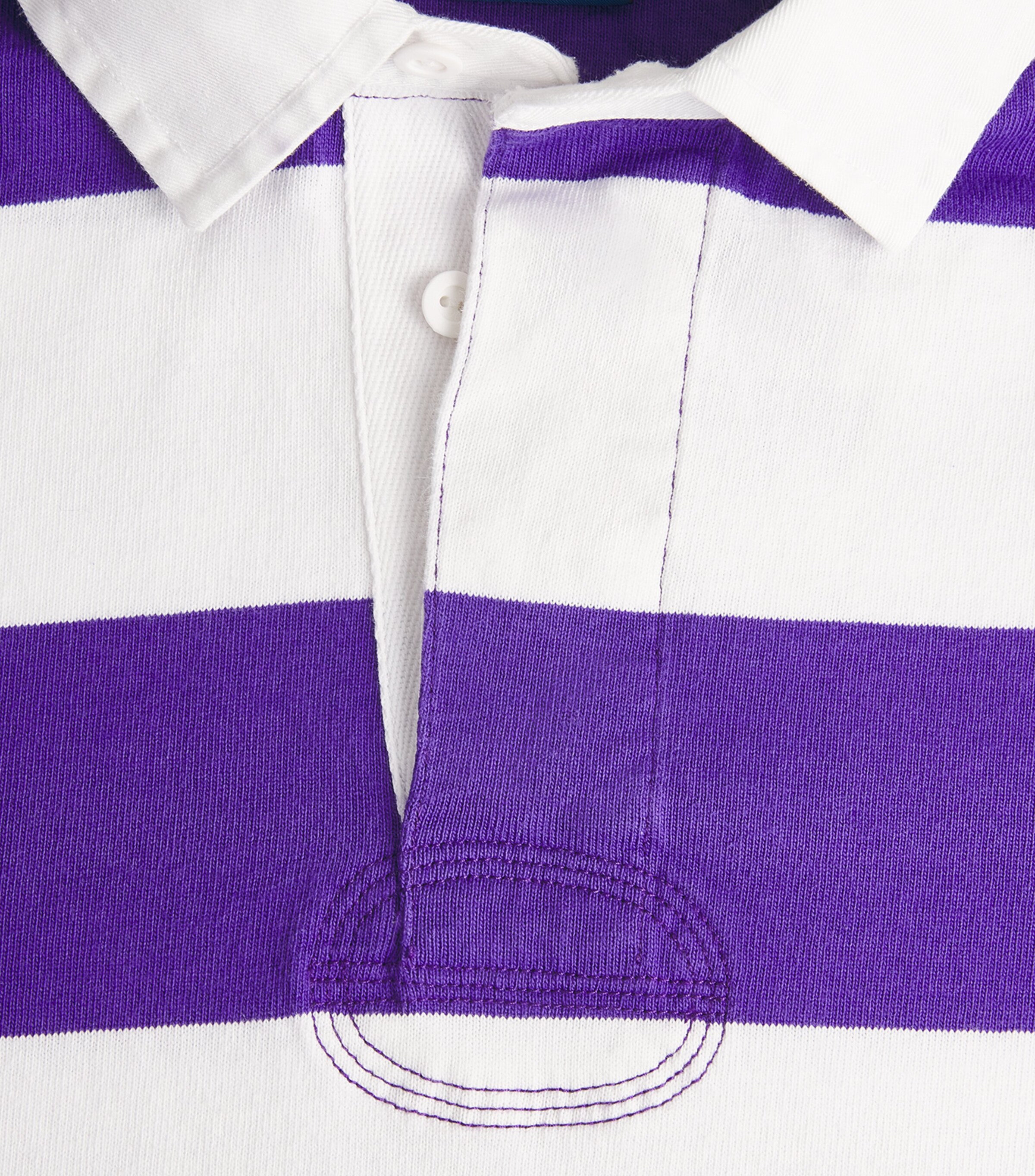Polo Ralph Lauren Mens Cotton Stripe Polo Pony Rugby Shirt Cbn Prp/cls Oxfd Wht Image 6
