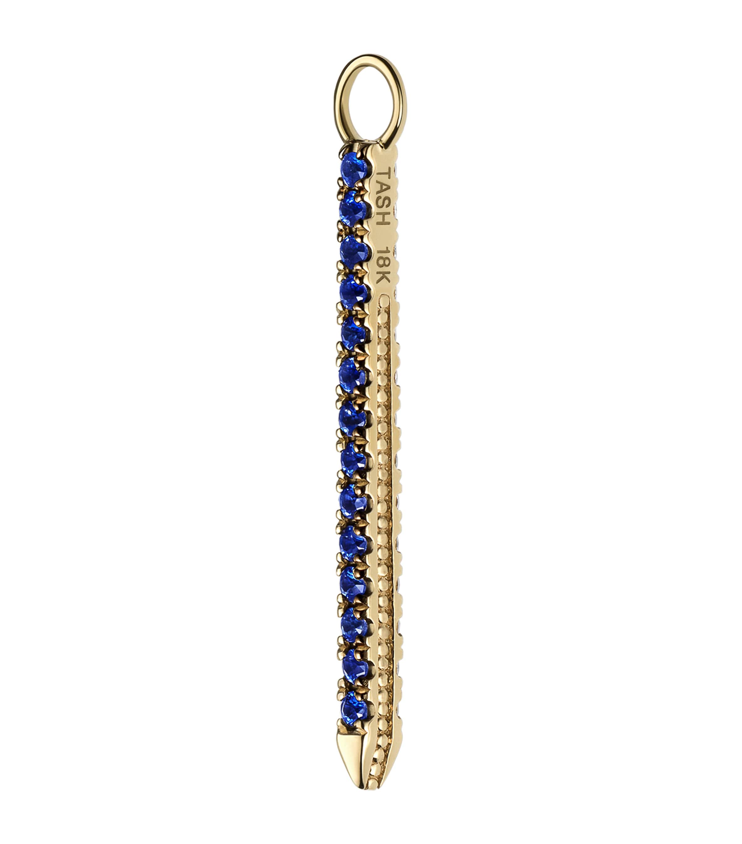 Maria Tash Diamond And Sapphire Eternity Bar Charm In Gold