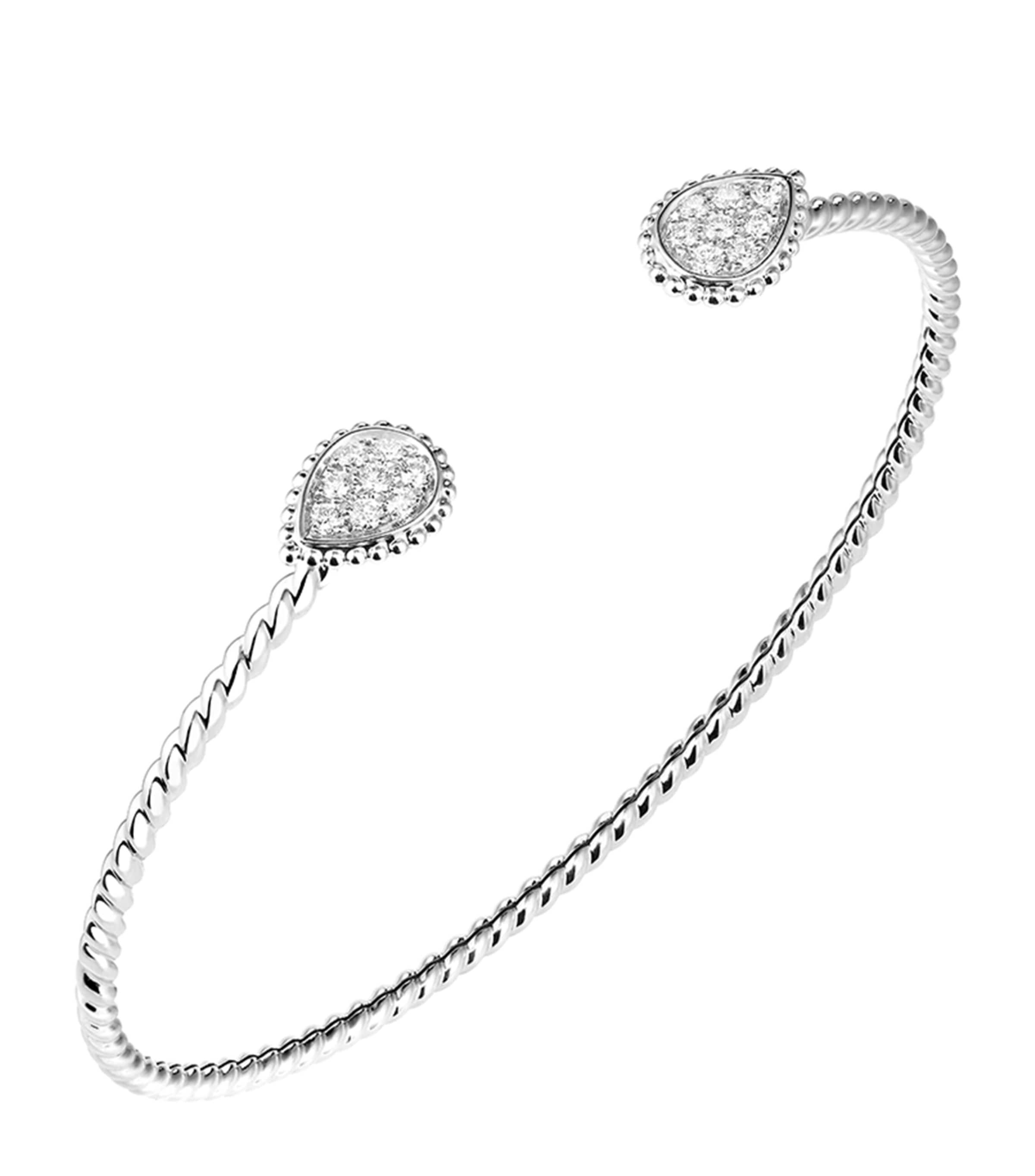 Boucheron White Gold And Diamond Serpent Bohème Bangle In Gold