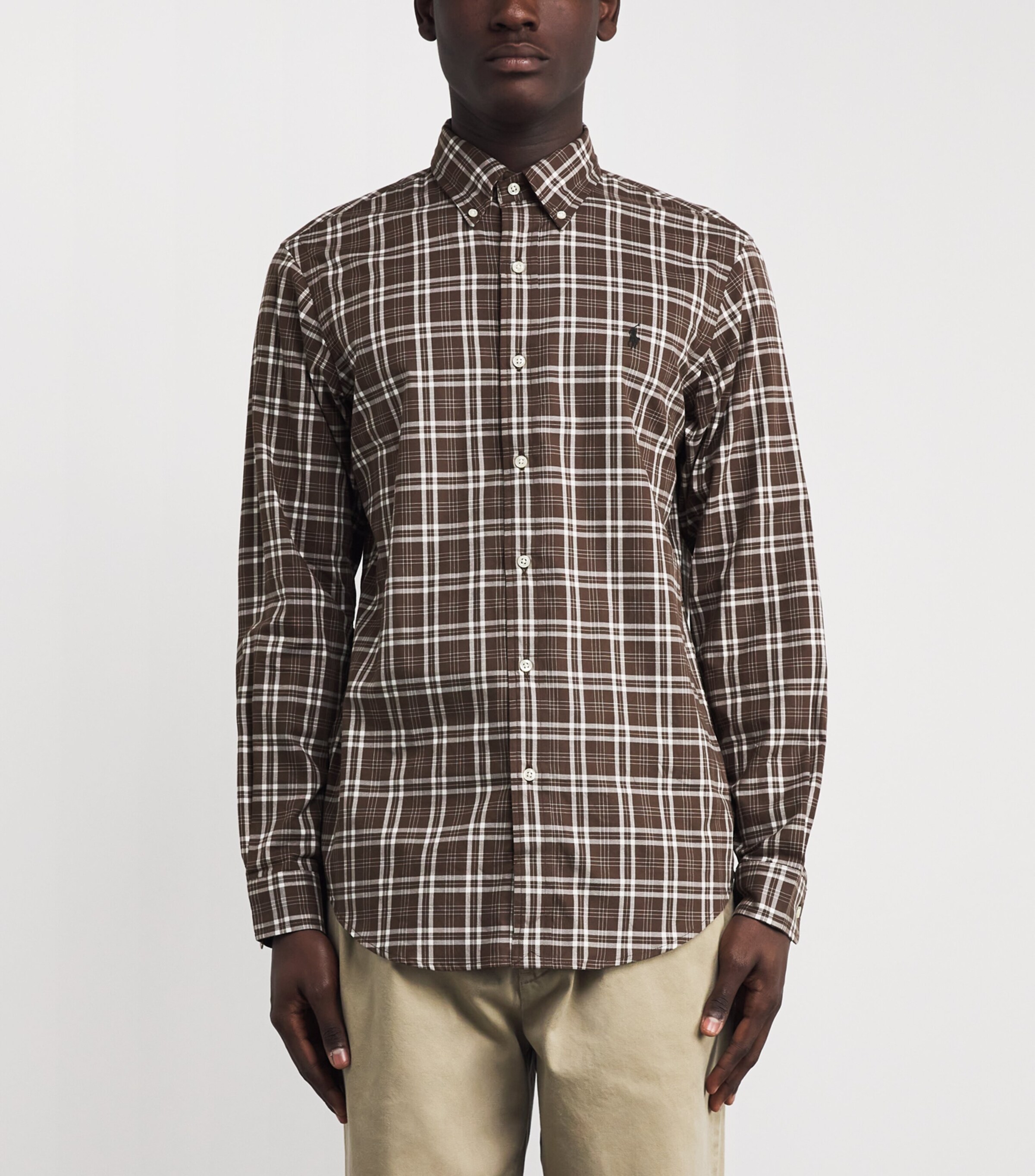 Polo Ralph Lauren Mens Cotton Flannel Check Custom Fit Shirt Natural Image 3