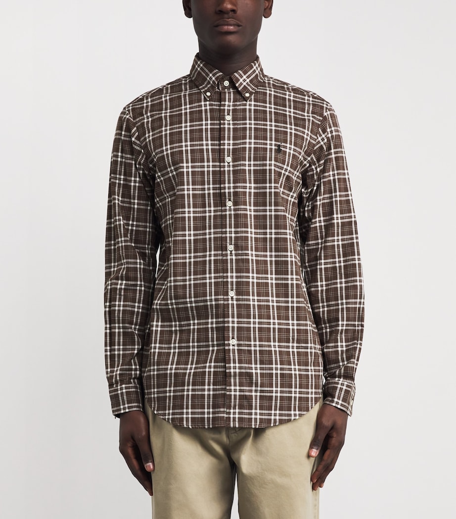 Polo Ralph Lauren Mens Cotton Flannel Check Custom Fit Shirt Natural Image 3