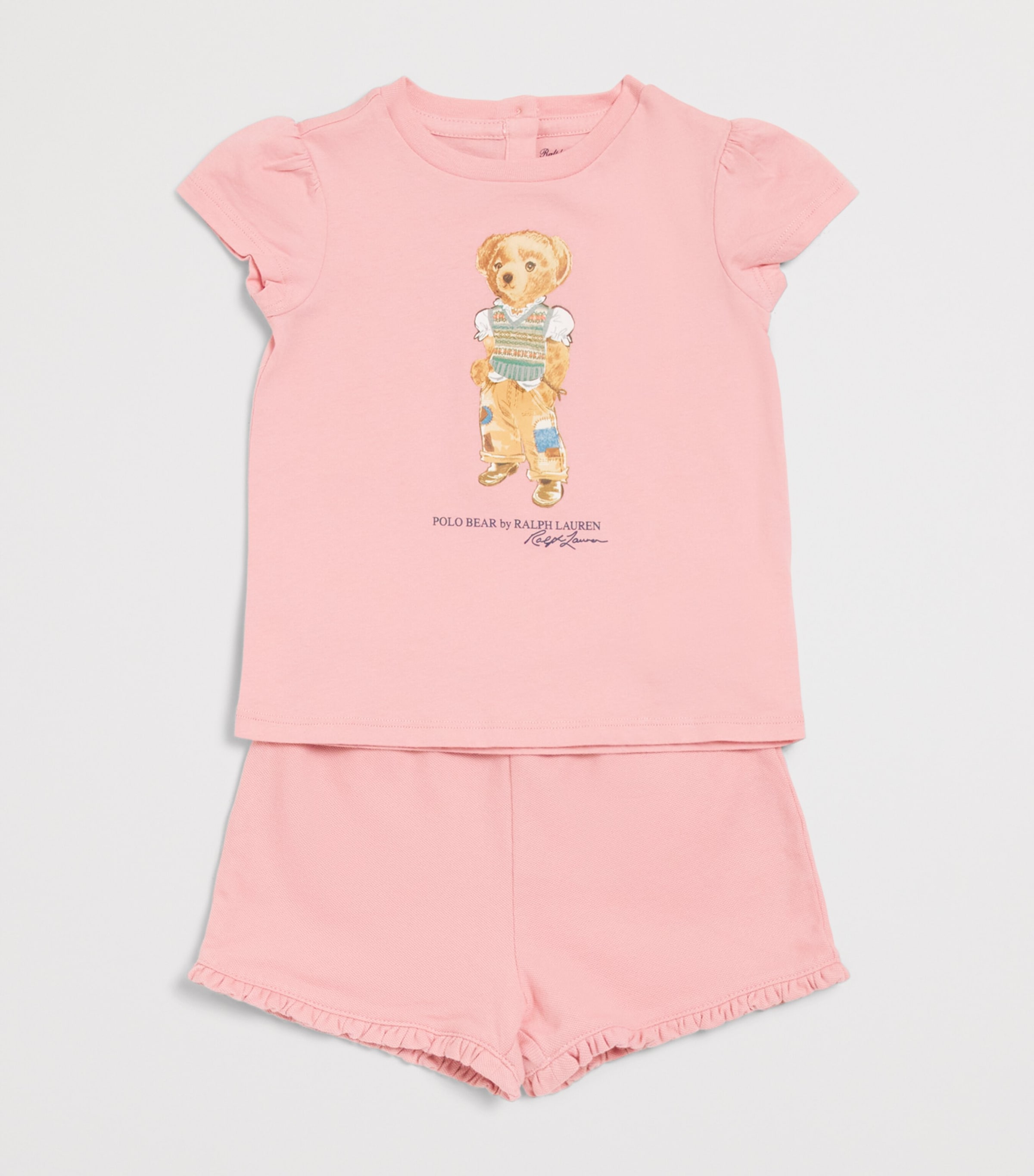 Ralph Lauren Kids Polo Bear T-Shirt and Shorts Set (3-24 Months) Adirondack Rose Image 3