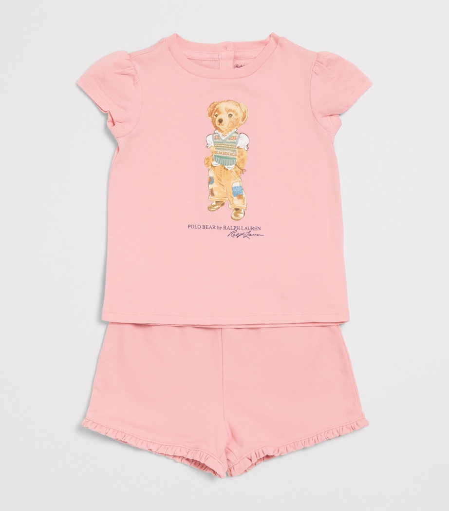 Ralph Lauren Kids Polo Bear T-Shirt and Shorts Set (3-24 Months) Adirondack Rose Image 3