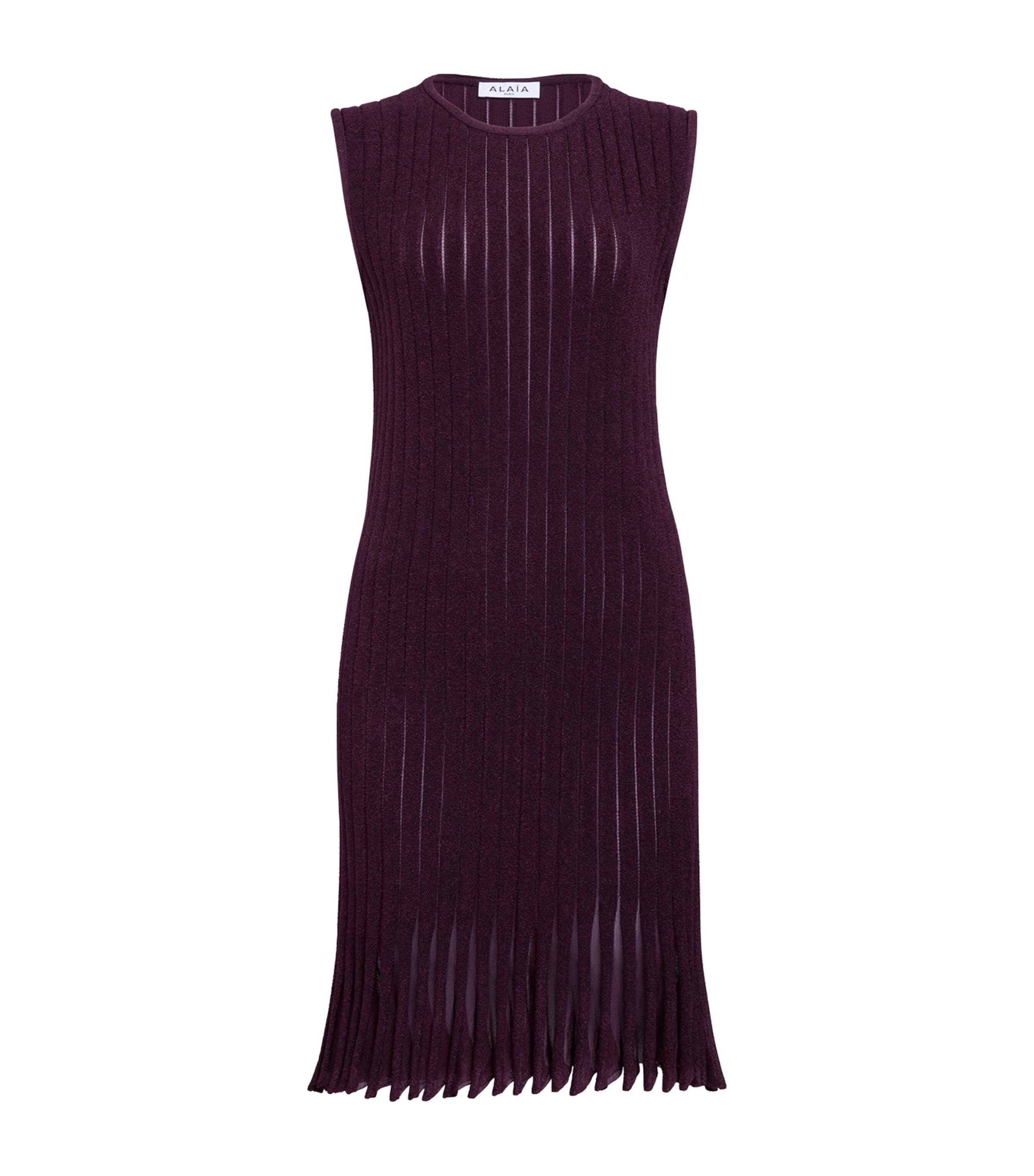 Alaïa Knit Dress With Striped A-line Silhouette In Brown