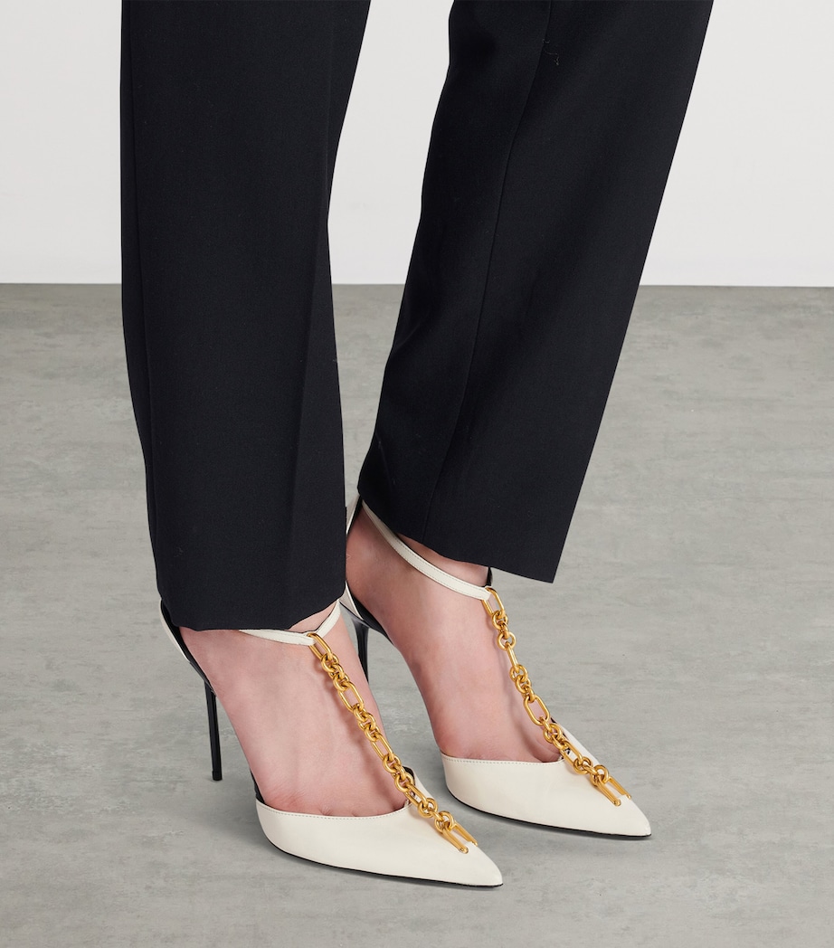 Leather Sync Heeled Mules 95 0AI IVOIRE Image 8