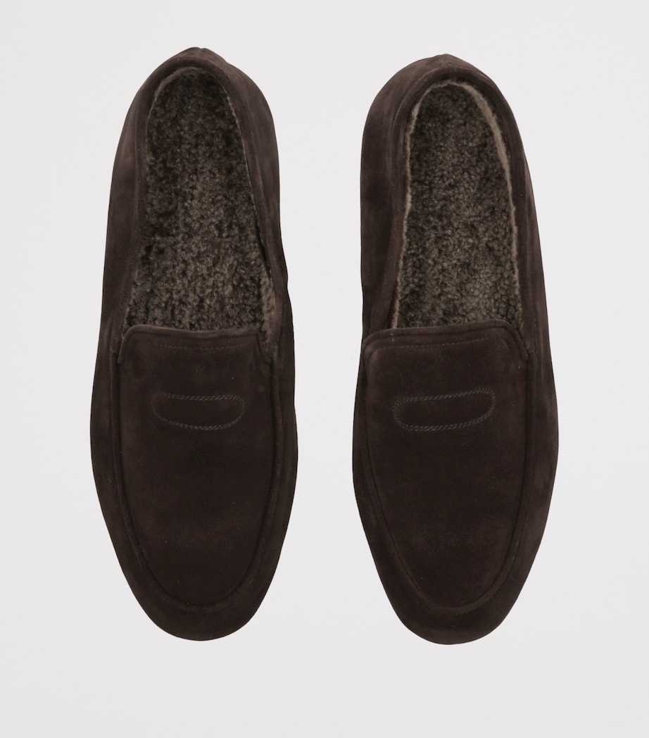 John Lobb Suede Kingston Slippers Dark Brown Image 3