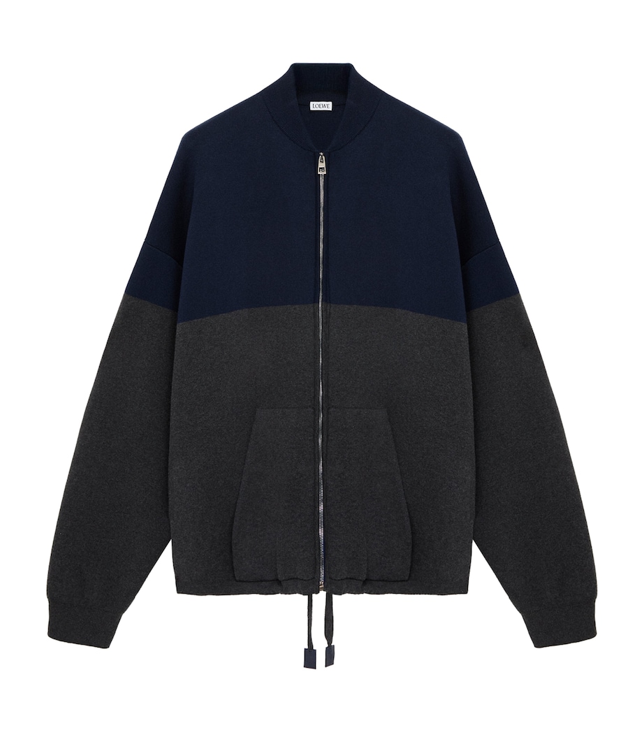 LOEWE Mens Two-Tone Cardigan Navy Blue/grey Image 1