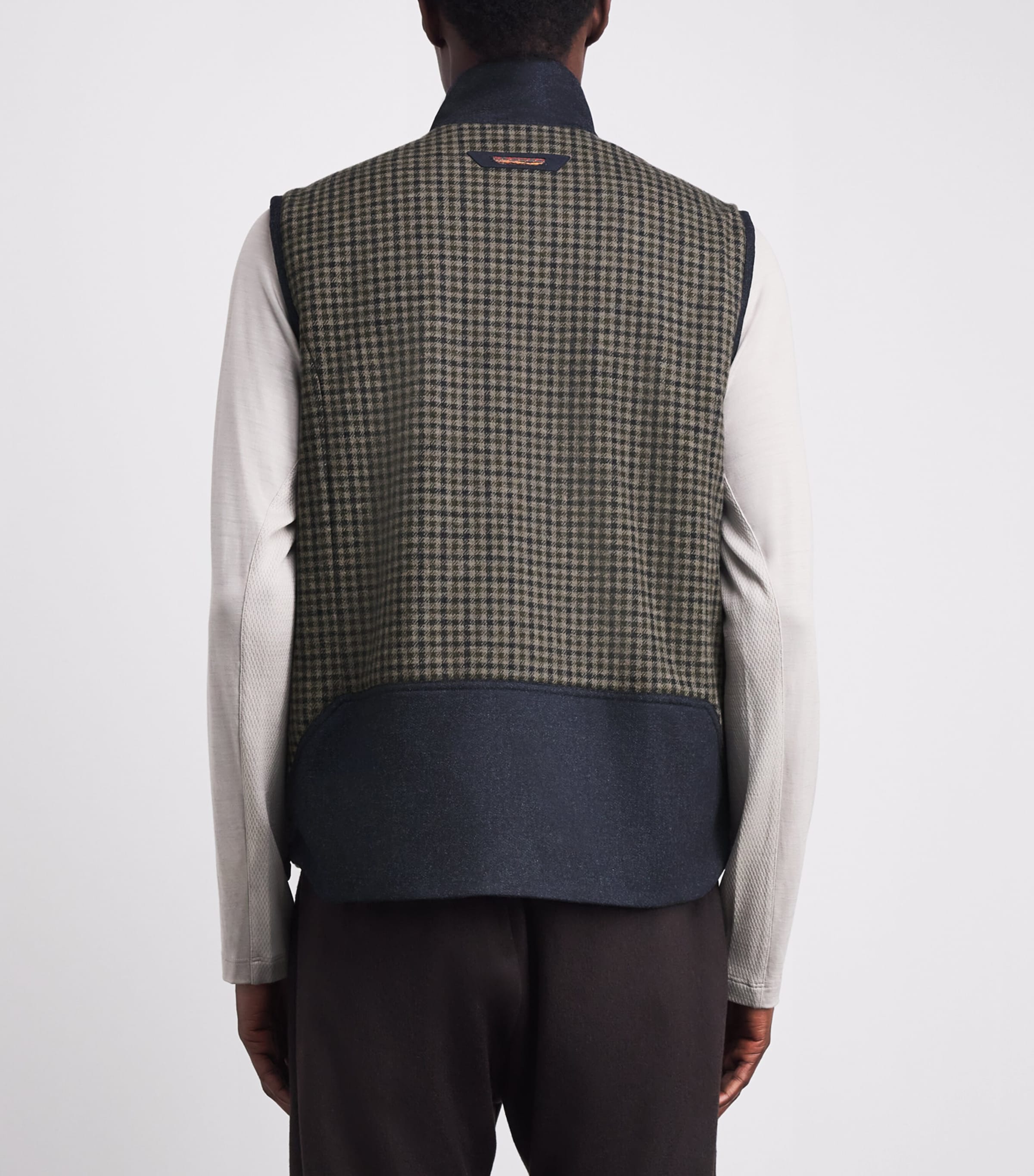 Sease Mens Check Reversible Gilet Blue Beige Image 5
