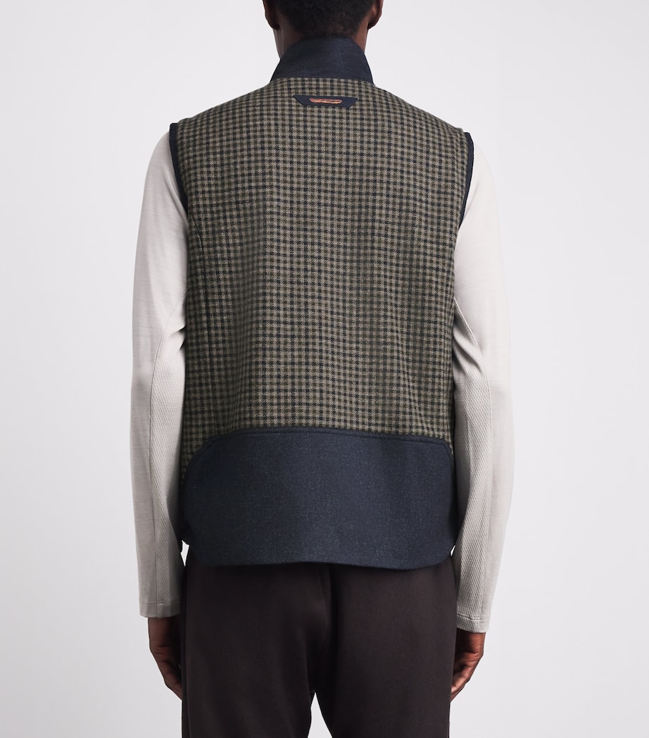 Sease Mens Check Reversible Gilet Blue Beige Image 5
