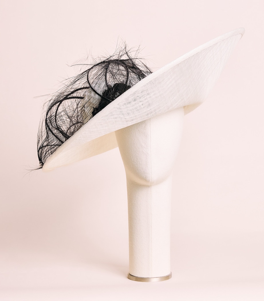 Rachel Trevor-Morgan Flower-Detail Wide-Brim Hat White/black Image 2