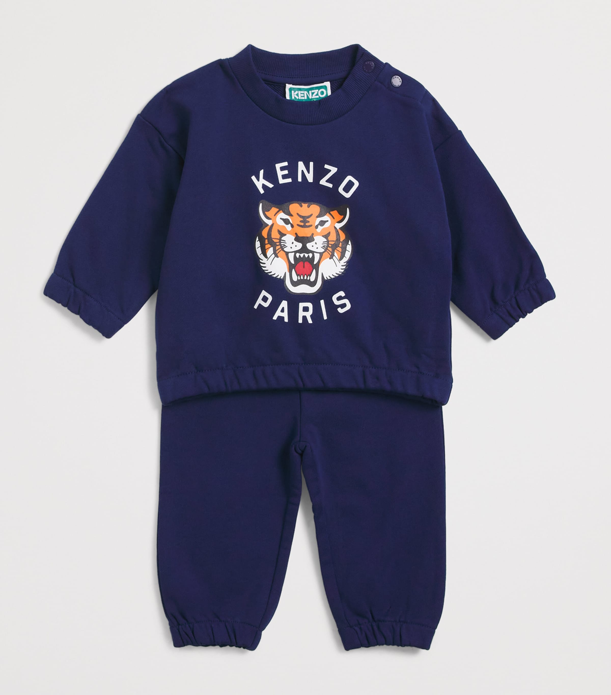 Kenzo Kids Cotton Tiger Graphic T-Shirt and Shorts Set (6 Months-4 Years) Blue Image 3