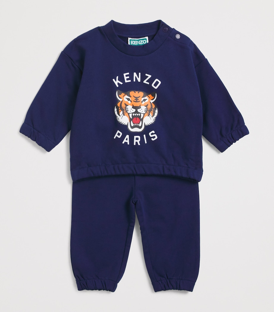 Kenzo Kids Cotton Tiger Graphic T-Shirt and Shorts Set (6 Months-4 Years) Blue Image 3