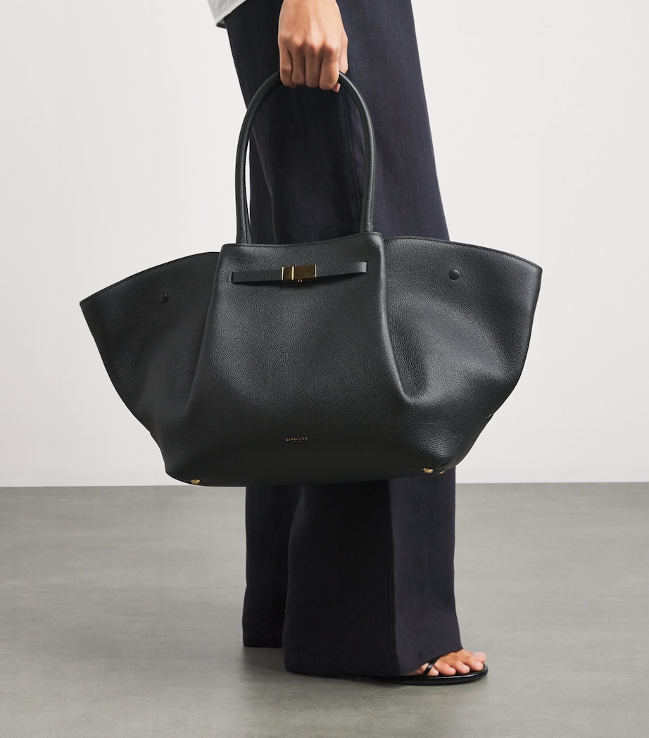 Leather New York Tote Bag BLACK Image 5