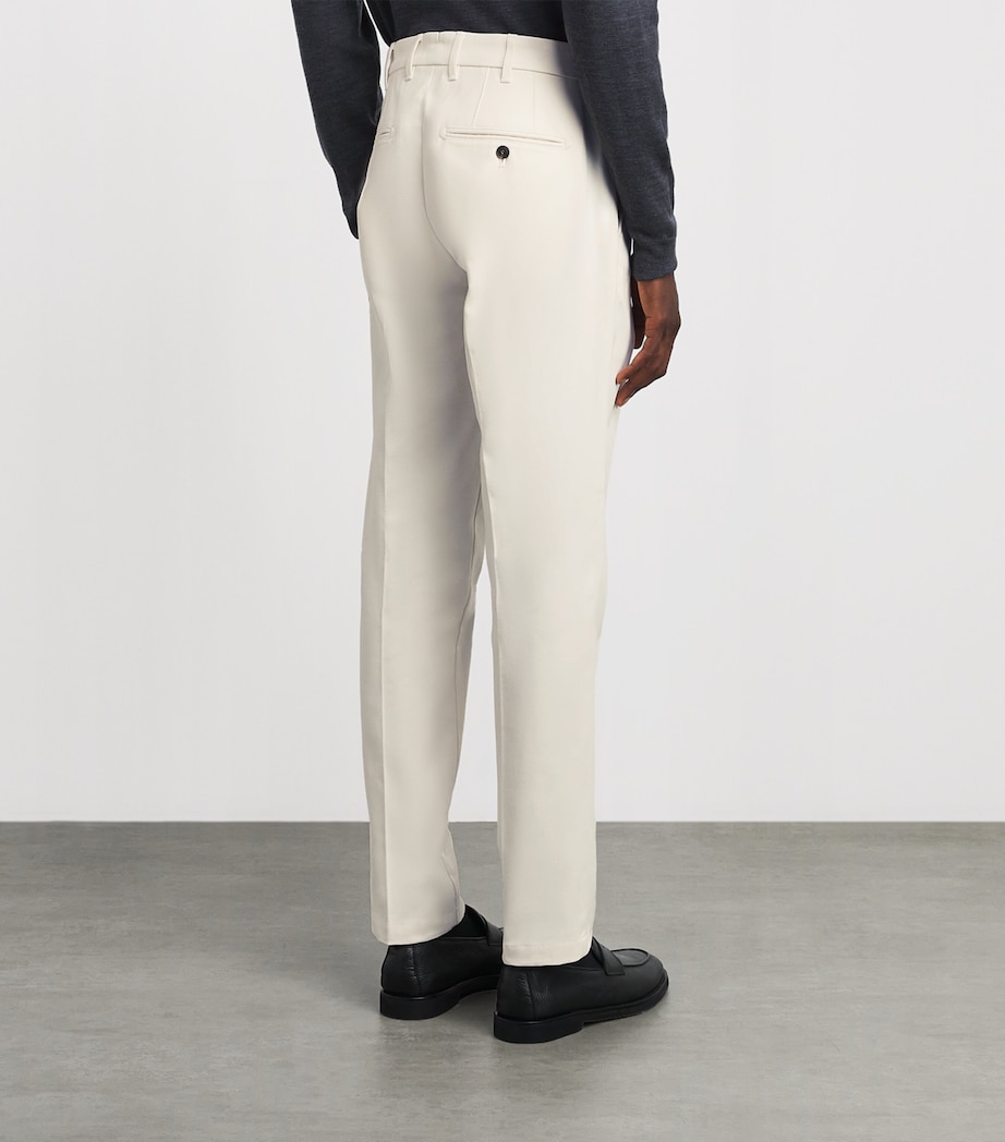 Pal Zileri Mens Stretch-Cotton Twill Chinos White Image 5