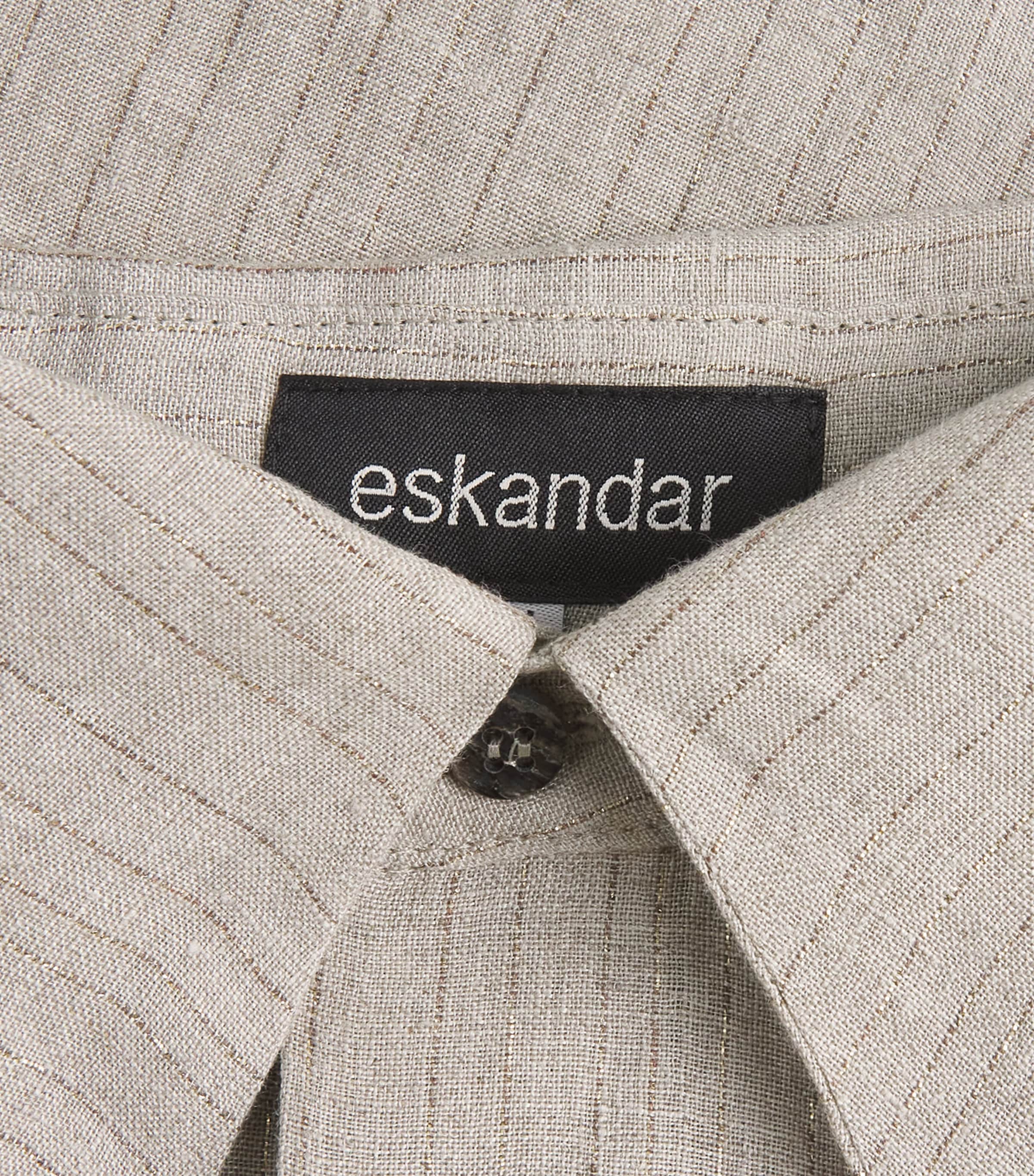 Eskandar Womens Linen-Blend Stripe Shirt Natural Image 6