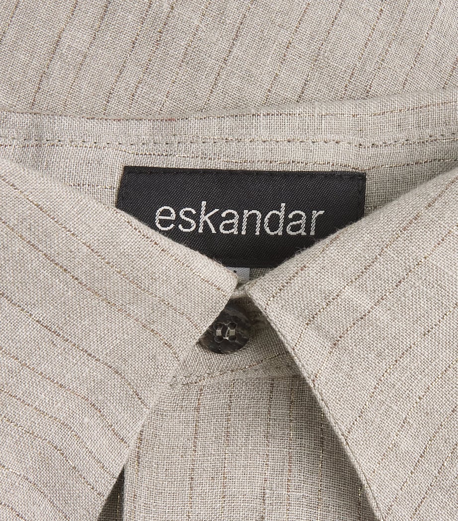 Eskandar Womens Linen-Blend Stripe Shirt Natural Image 6