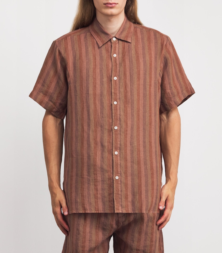 Linen Stripe Garrison Shirt TERRACOTTA Image 3