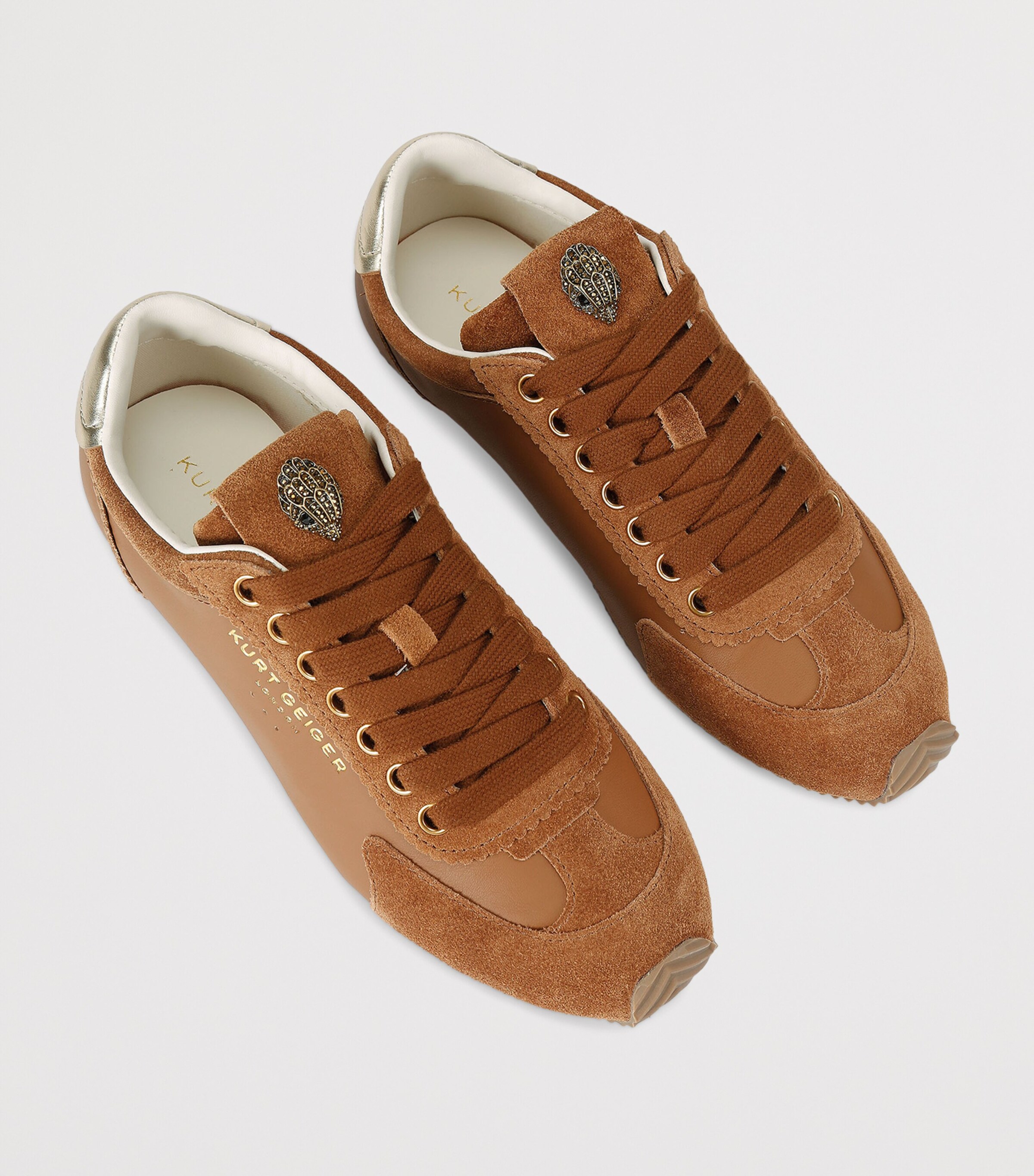 Kurt Geiger London Suede Embellished Islington Sneakers Tan Comb Image 4