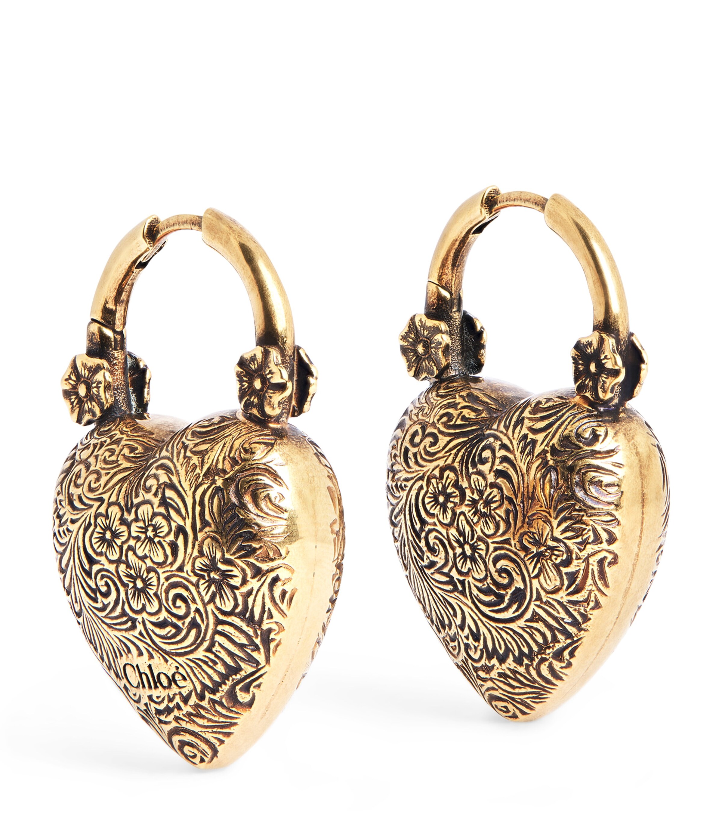 Chloé Victorian Heart Earrings Vintage Gold Image 1