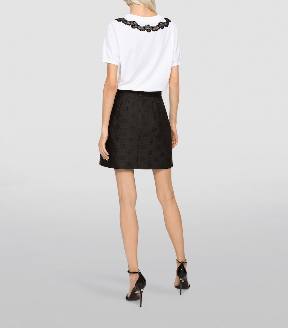 Dolce&Gabbana Womens Lace-Trim Logo T-Shirt Optical White Image 4