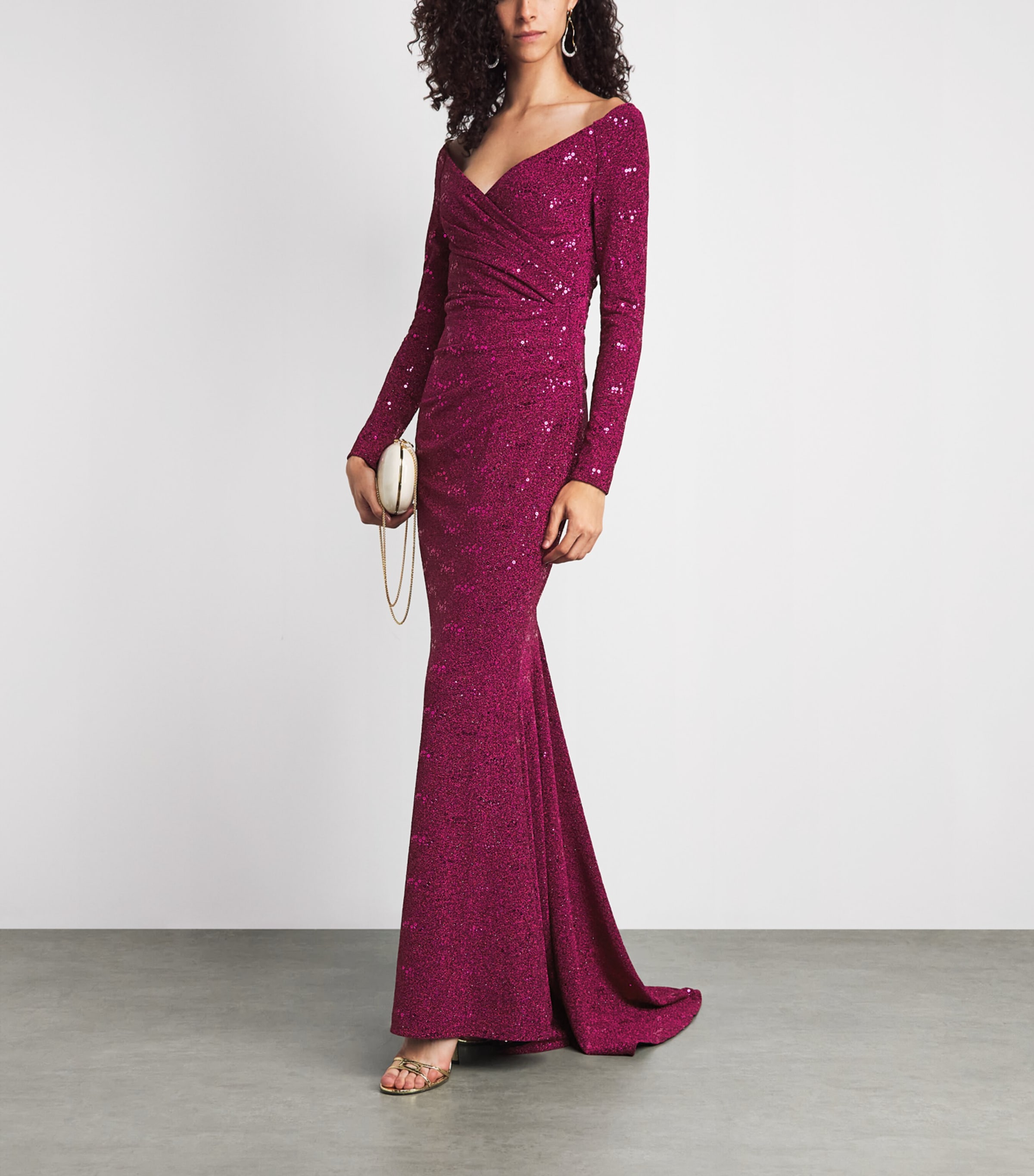 Talbot Runhof Womens Embellished Stardust Gown Cranberry Image 2