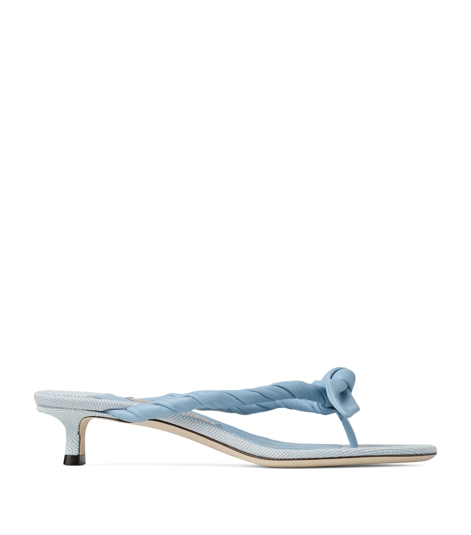 Jimmy Choo Liss 35 Leather Mules Riviera Blue/riviera