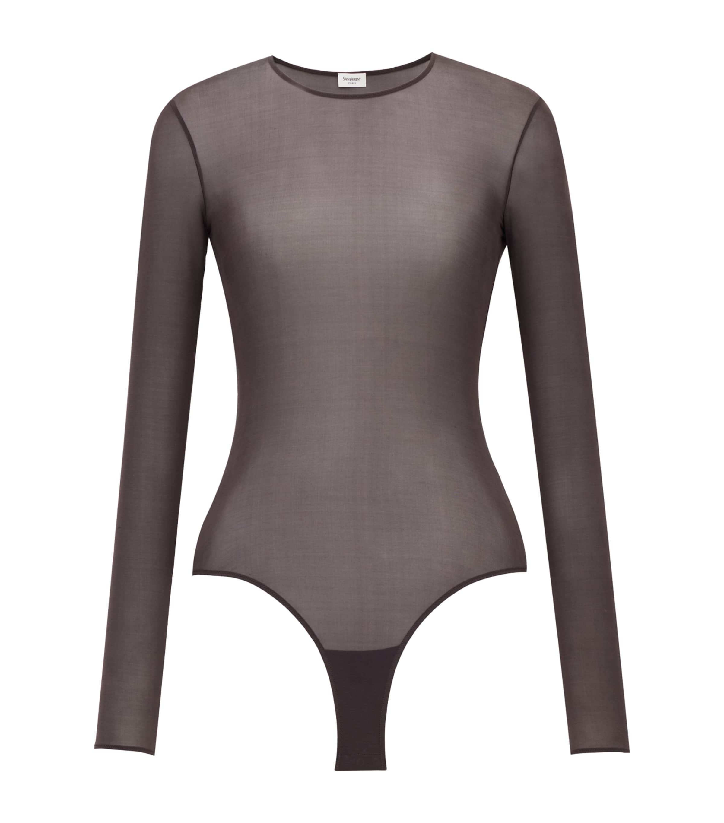 Saint Laurent Stretch-jersey Bodysuit In Gray