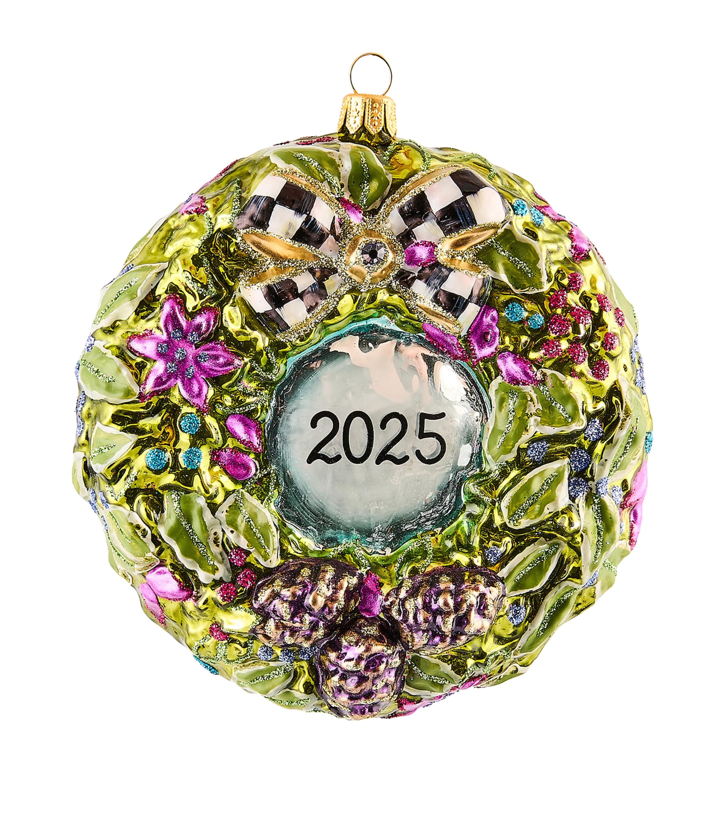 Mackenzie-childs Glass Floral Wreath Tree Decoration 2025 In Multi