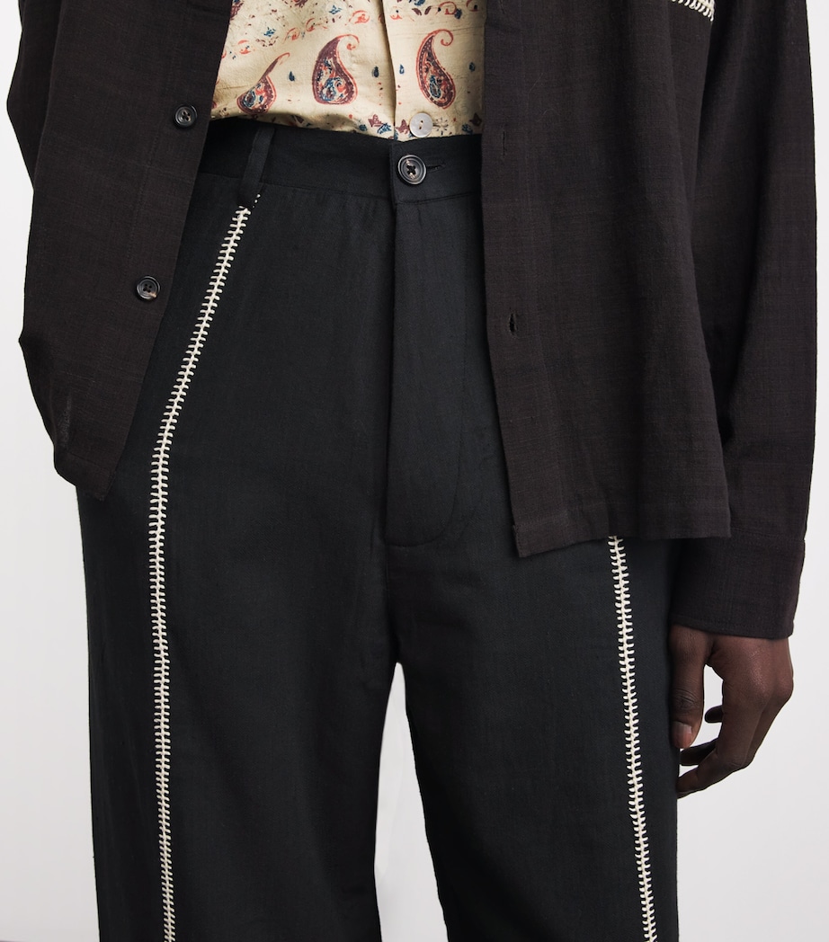 Kartik Research Mens Wool Manari Trousers Black/ Ecru Image 3