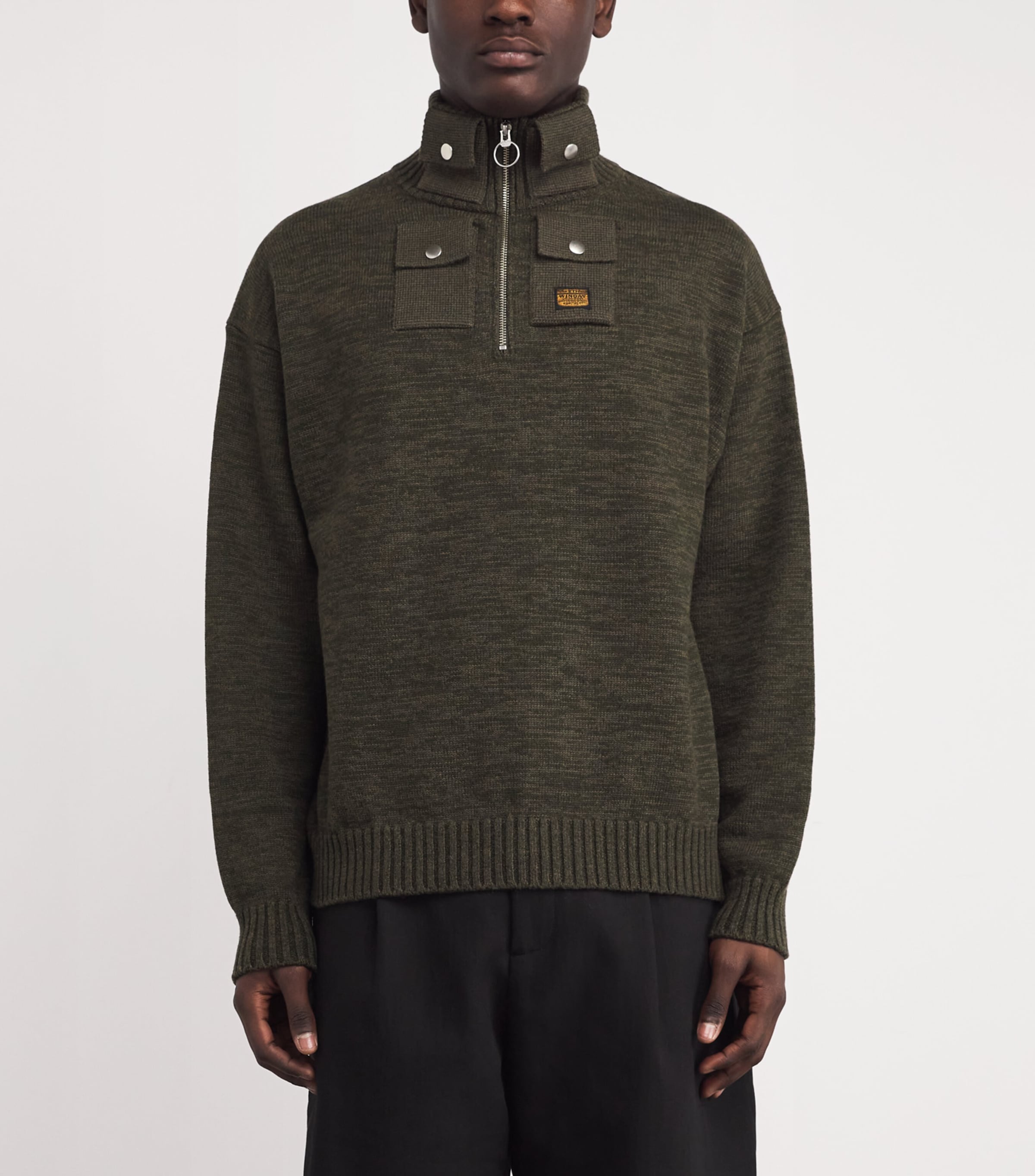 Wool Nickle Half-Zip Sweater KHAKI Image 3