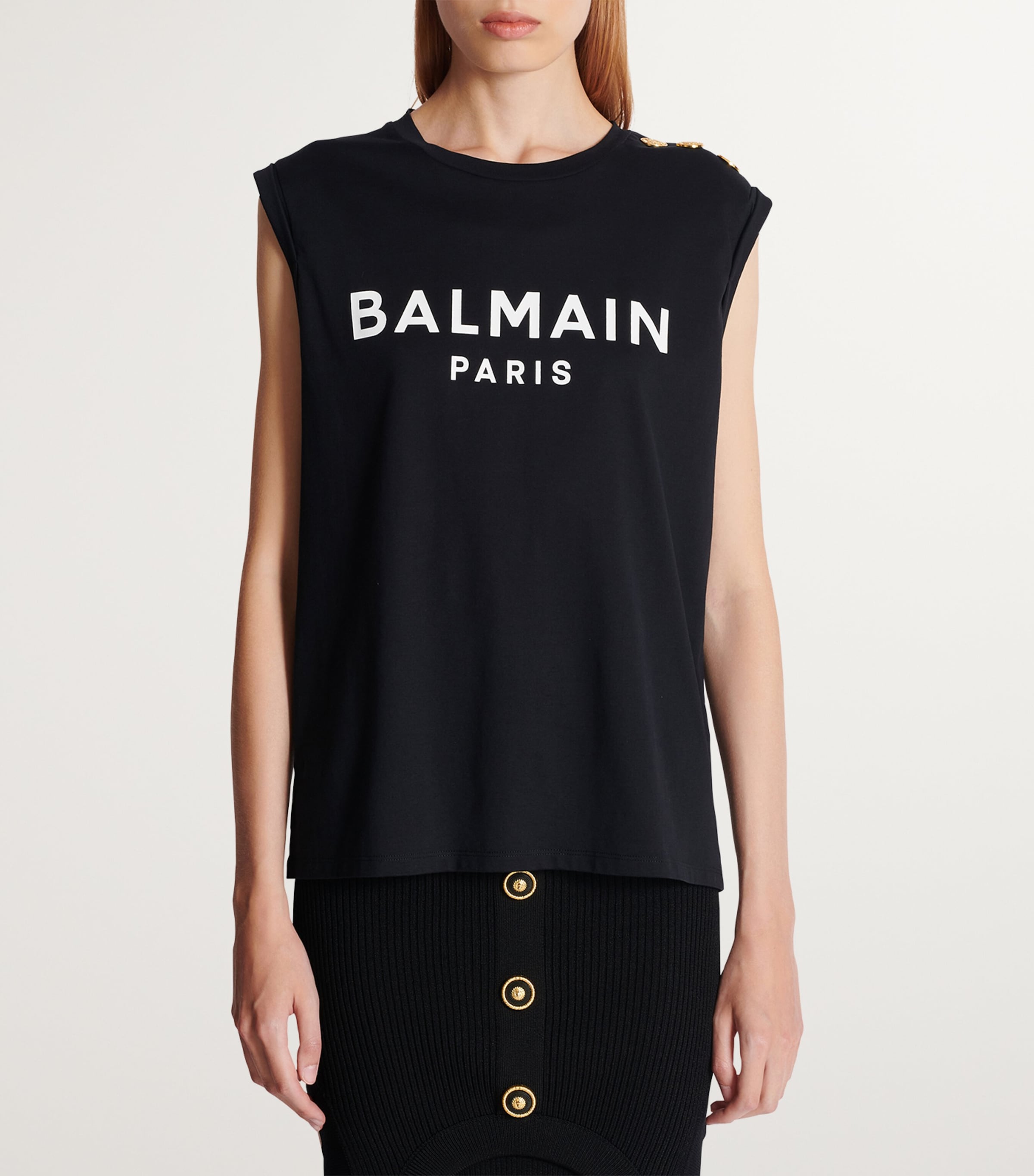 Cotton Logo Tank Top EAB NOIR/BLANC Image 2