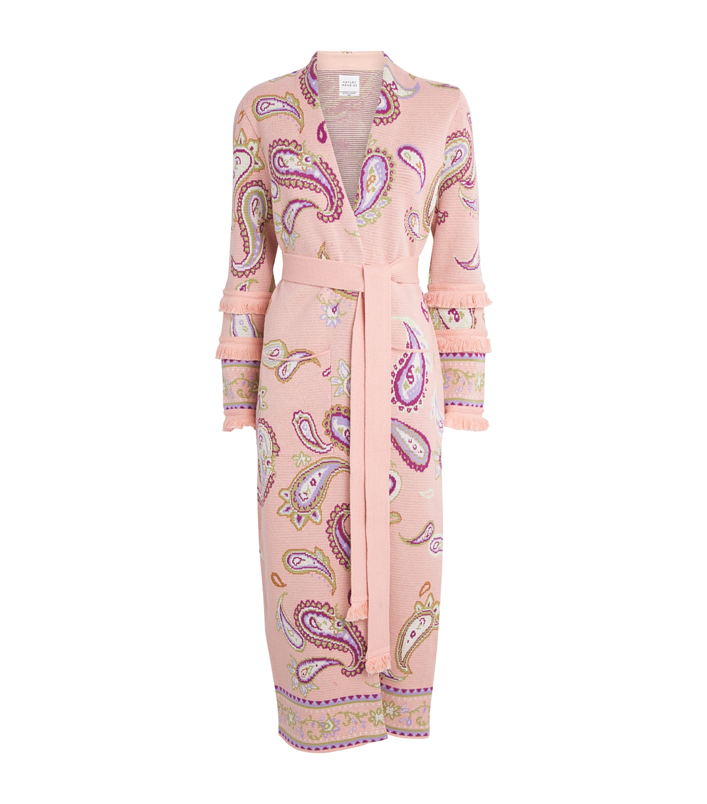 Hayley Menzies Cotton Paisley Jacquard Dex Cardigan In Pink