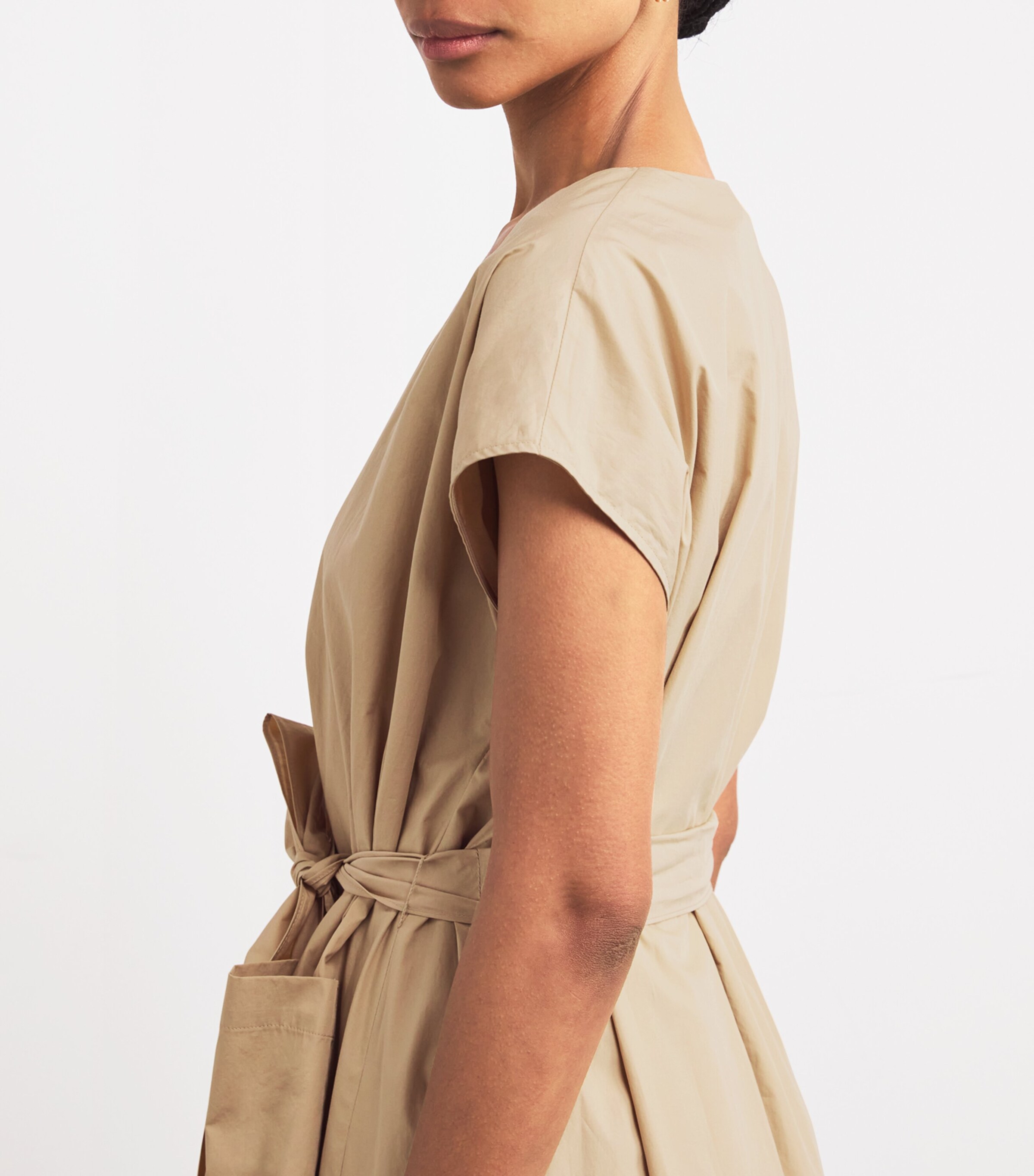 Weekend Max Mara Womens Cotton Belted Midi Dress Sand Image 4