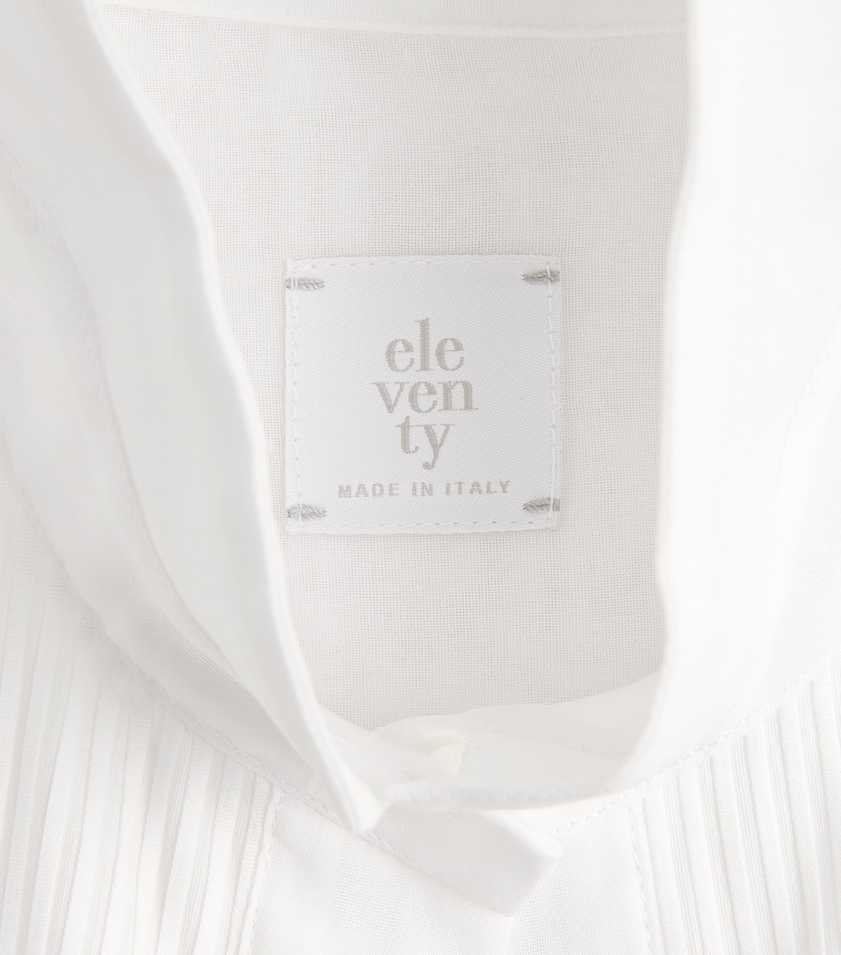 Eleventy Womens Cotton Longline Dress Shirt Bianco Image 6
