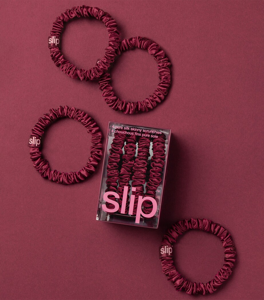 Slip Pure Silk Skinny Scrunchies (Set of 4) Maroon Image 5