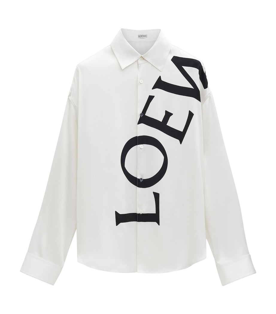 LOEWE Mens Silk Logo Shirt White Image 1