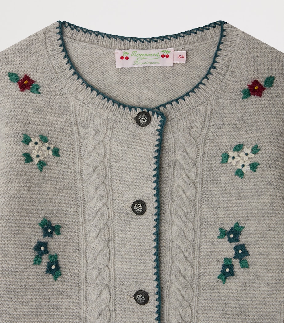 Wool Embroidered Jamina Cardigan (4-8 Years) GRIS CHINE Image 3
