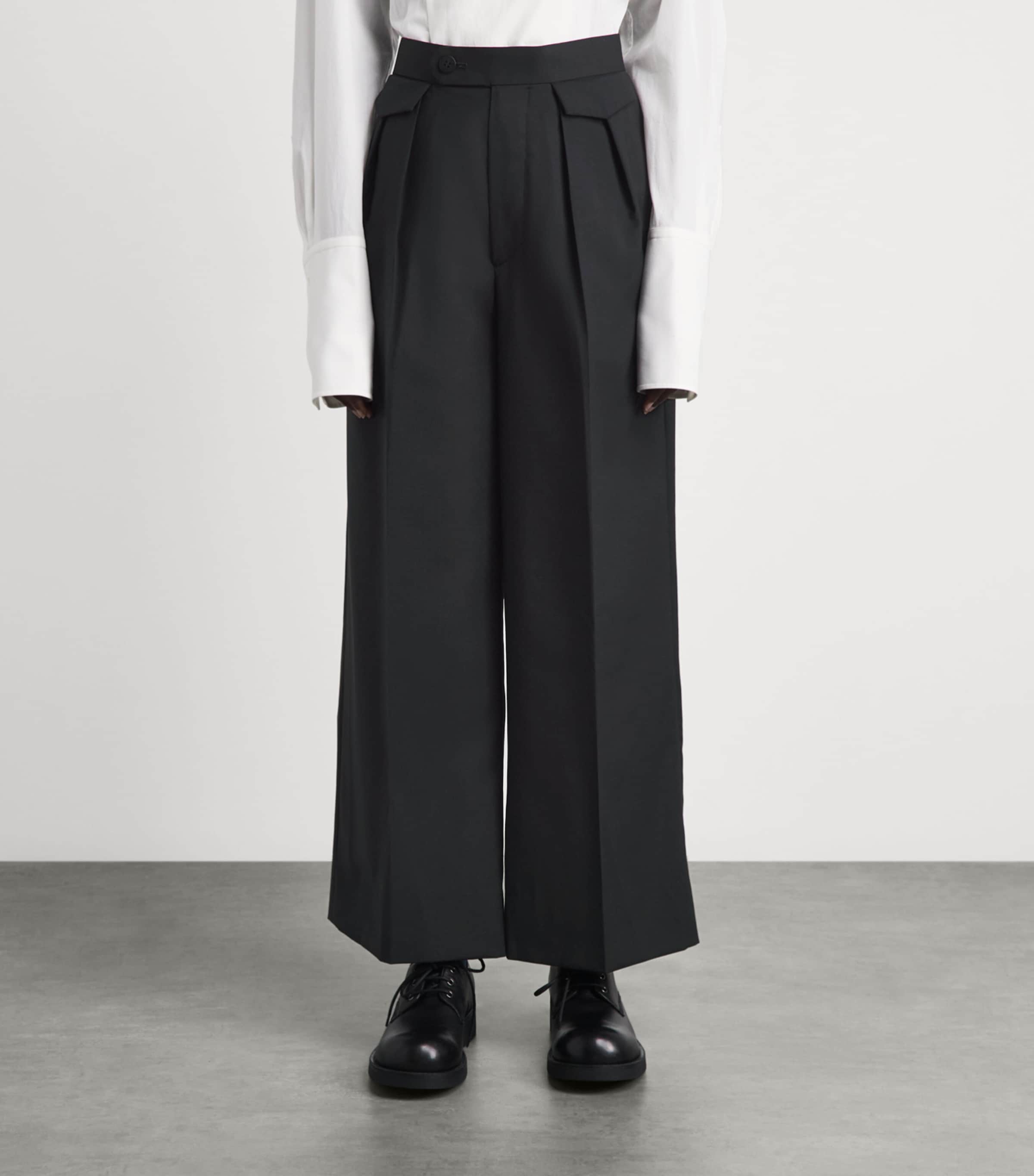 Issey Miyake Womens Wool-Blend Honest Ensemble Trousers Black Image 4